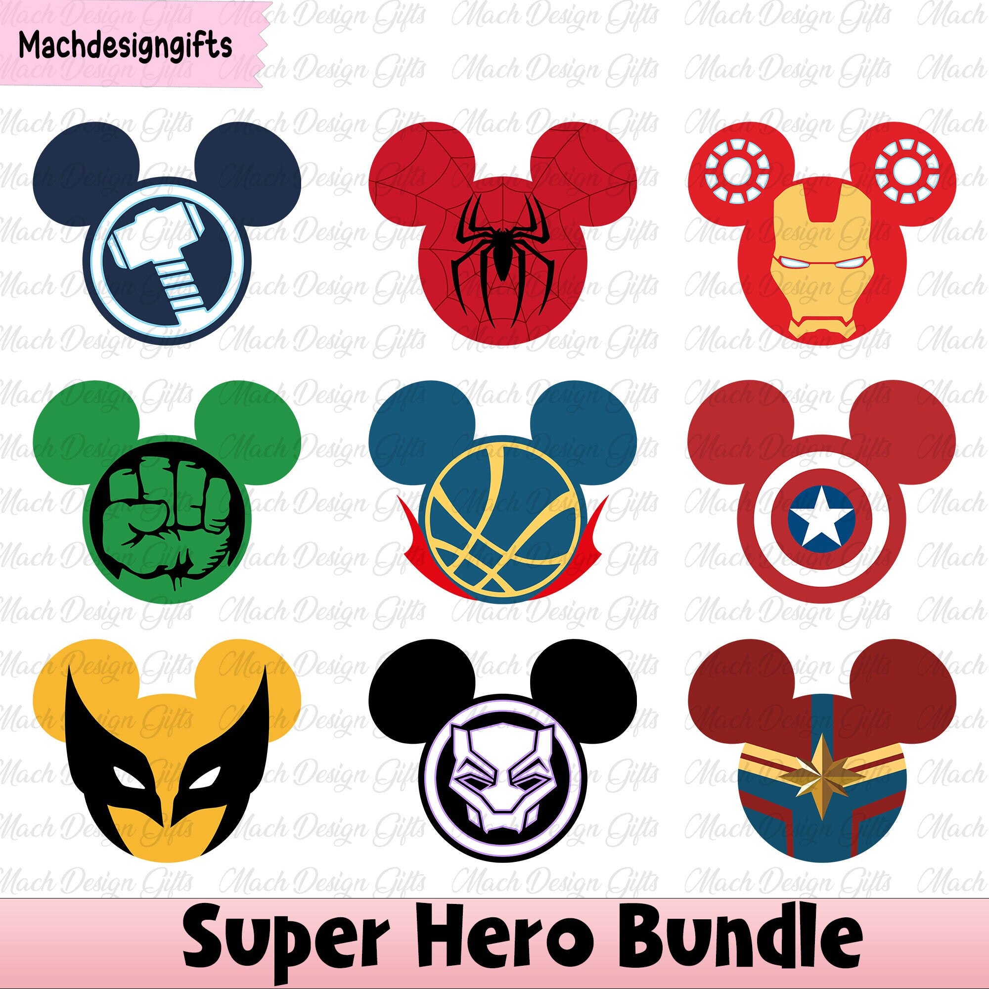 Hero Ear Bundle Svg, Family Vacation Svg, Cartoon Characters,  Superhero Svg, Family Trip Svg, Family Matching Svg, Svg Files For Cricut