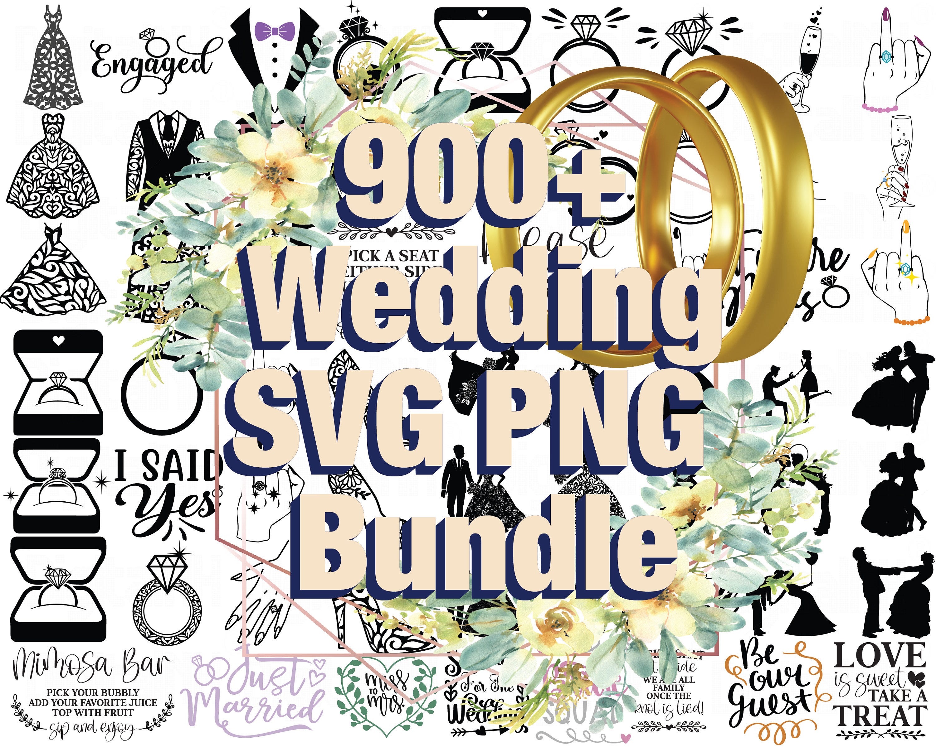 900+ Wedding SVG Mega Bundle, Wedding SVG, Ring SVG, Bride svg, Groom svg, Bachelorette Party Svg, Mr and Mrs svg, Digital File