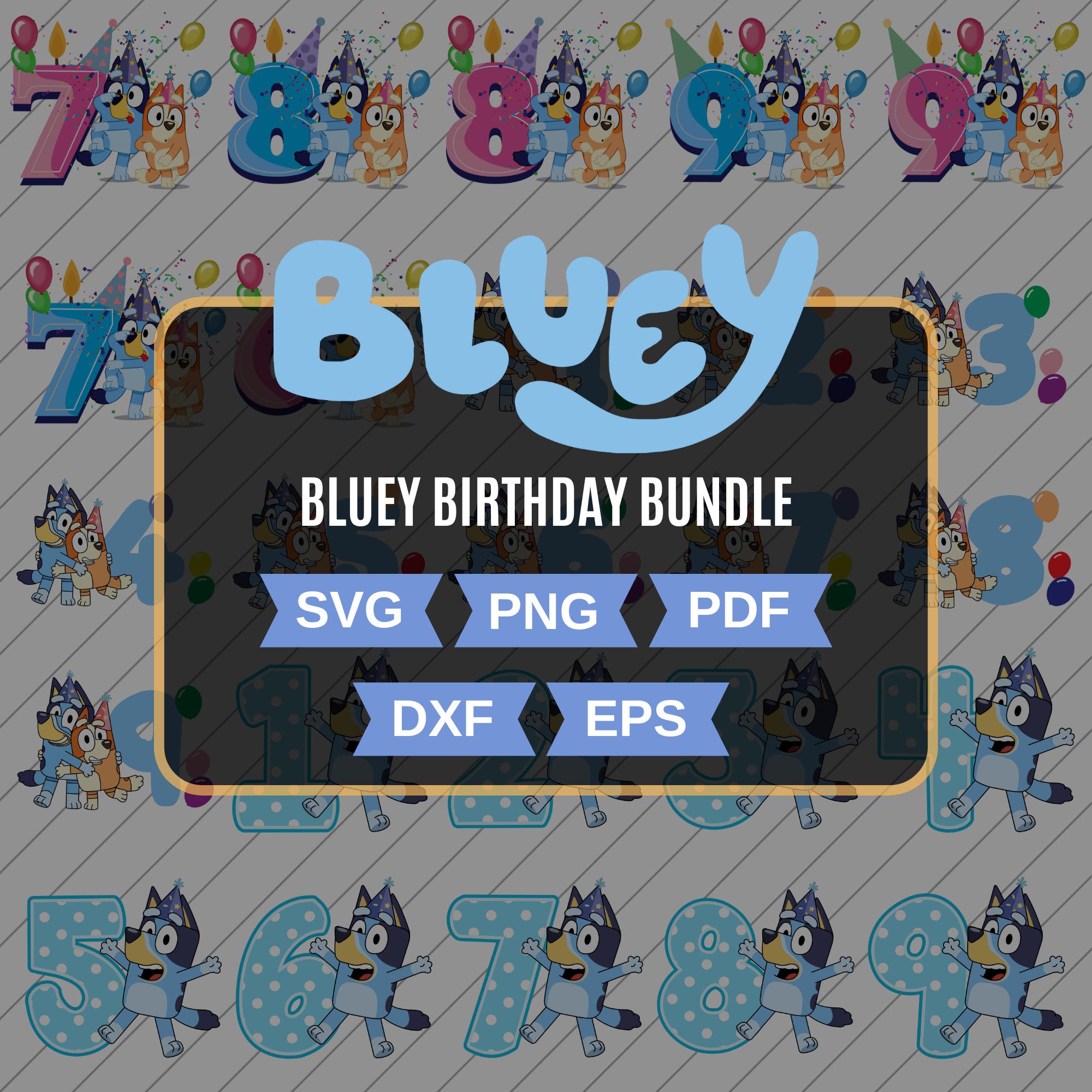 Bluey Birthday Png, Blue Dog Png, Birthday Cartoon Png Bundle, Birthday Magical Sublimation, Bluey PNG, My Birthday Png, Birthday Party Png