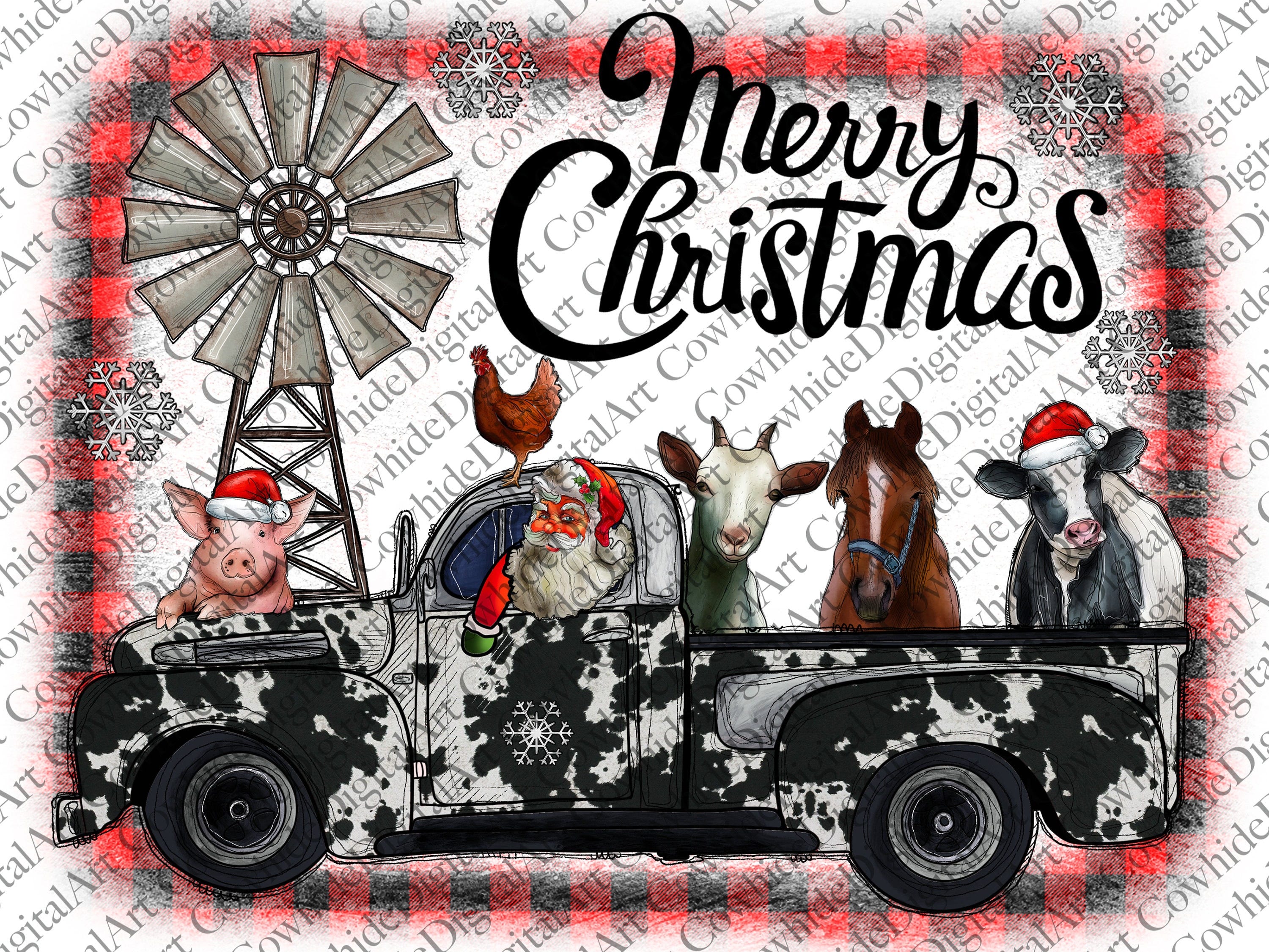 Christmas Farm Animals Truck png, Christmas Animals, Digital Download, Png, Merry Christmas, Christmas Png,Sublimation Designs Downloads