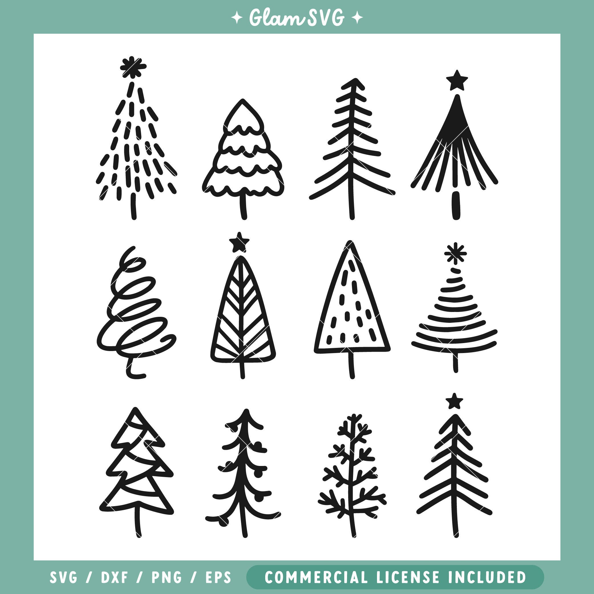 Christmas Trees SVG Bundle | Christmas SVG Cut Files for Cricut | Digital Download