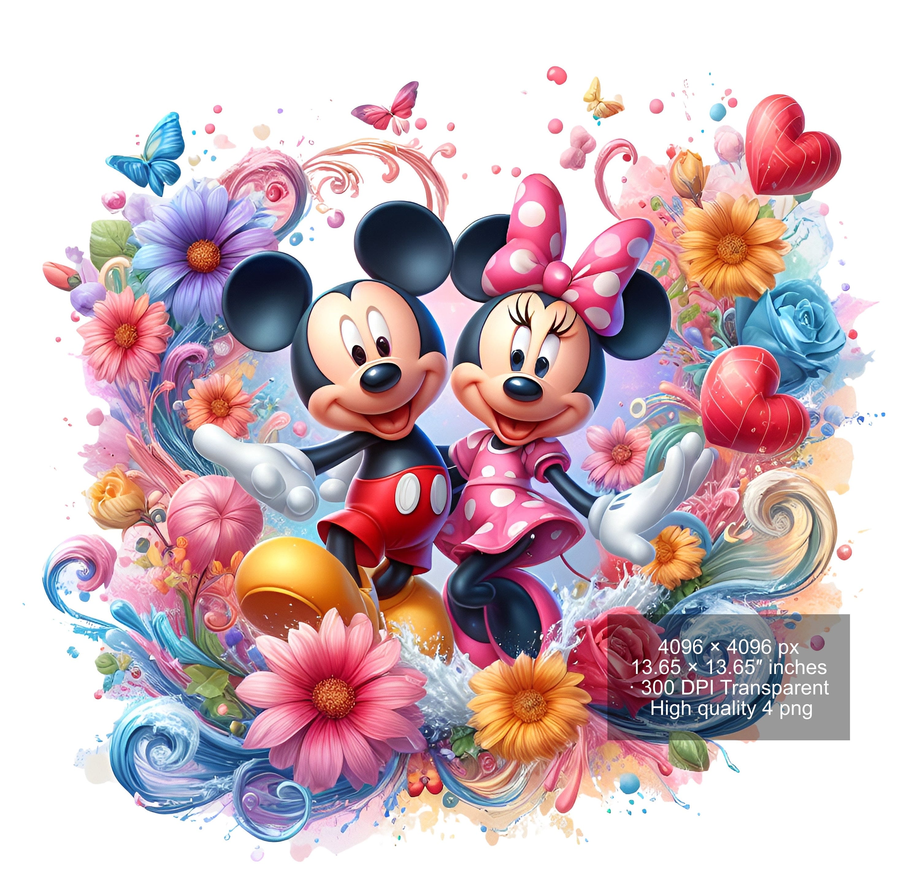 4 PNG Mickey Mouse Splash and Watercolor Digital Design PNG file sublimation - High Resolution -Instant Digital PNG Download