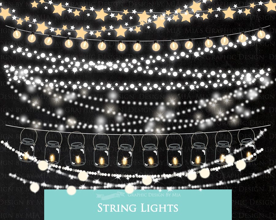 String Lights Clipart, Party Lights Clipart, Fairy Lights Clipart - CA022