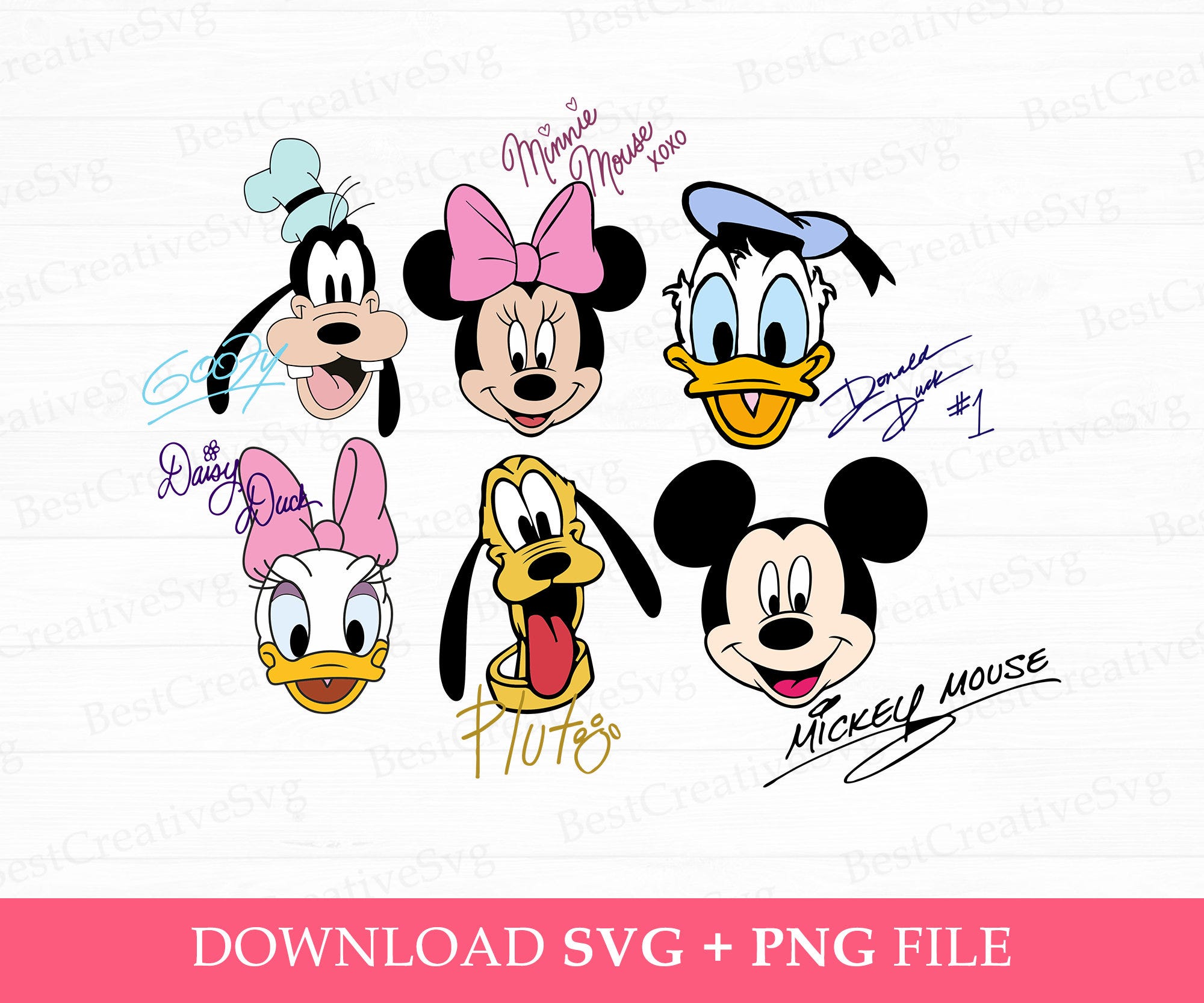 Mouse and Friends with Signatures Svg, Family Trip Svg, Retro Mouse and Friends Happy Face Svg, Vacay Mode, Magical Kingdom, Png Svg Files