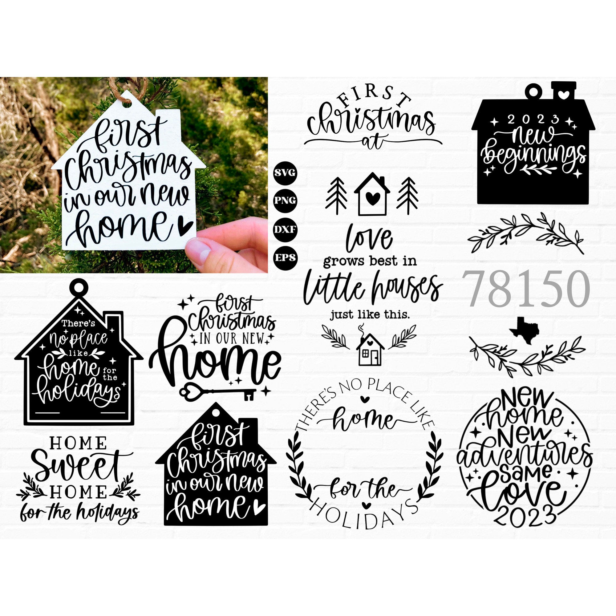First Christmas in our new home svg bundle, christmas svg, zip code ornament svg, christmas ornament svg, new home svg, real estate svg png