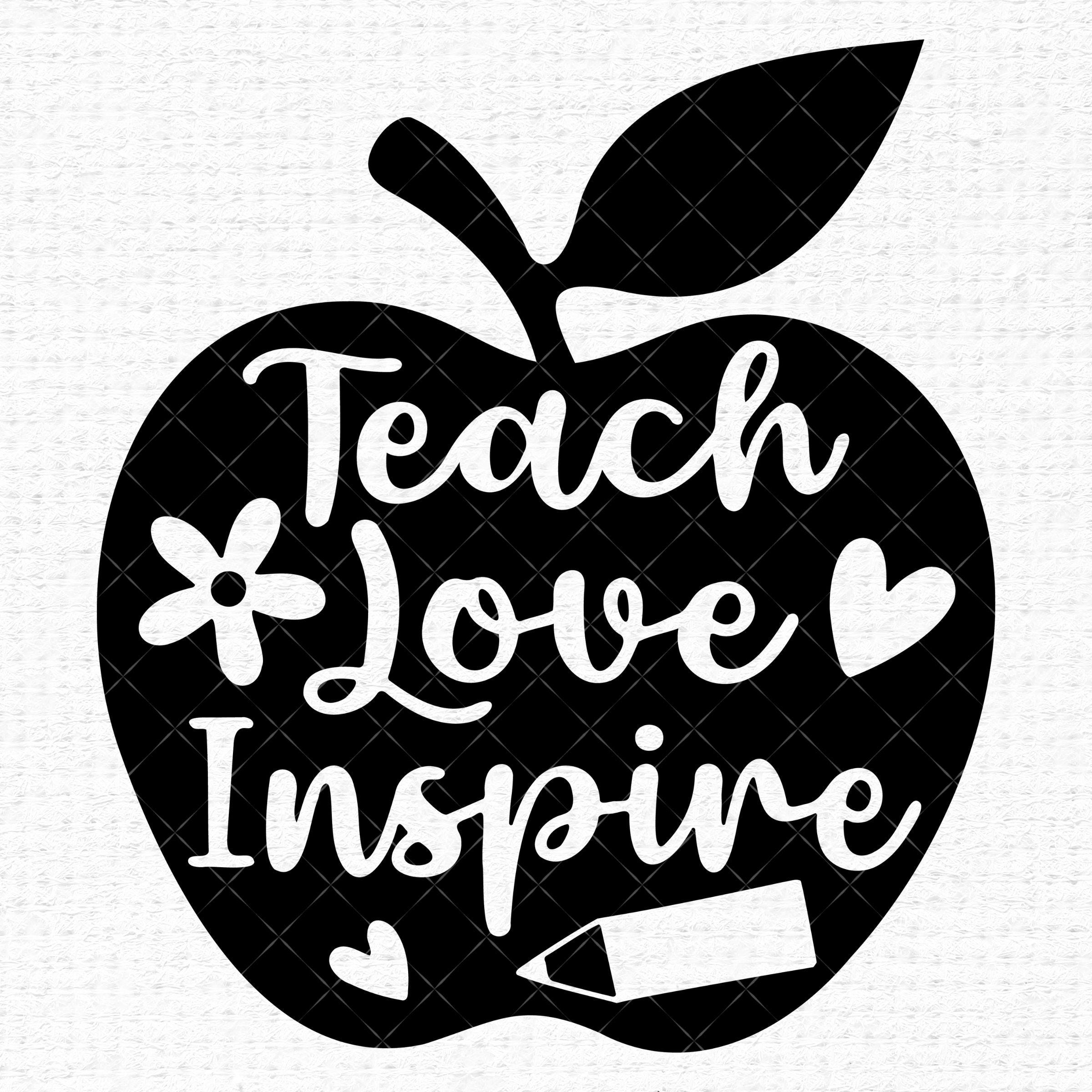 Teach Love Inspire Apple Svg files for Cricut, Retro Trendy Teacher Appreciation Gift School svg for shirts, Sublimation Clipart, Vinyl