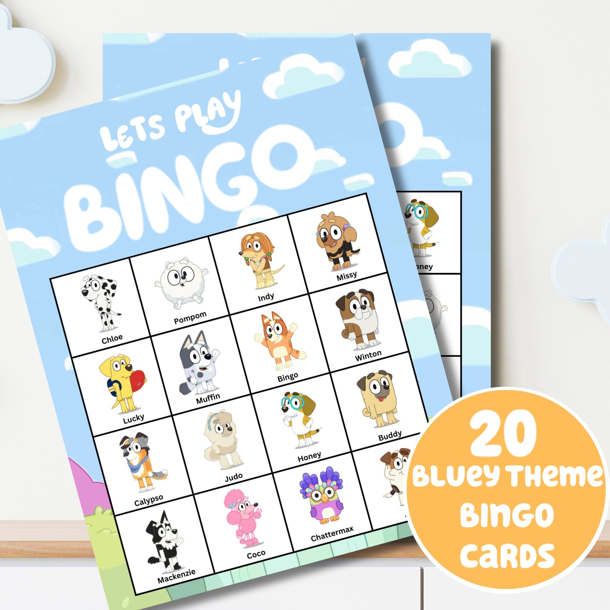 Bluey Birthday Game, Bluey Birthday Bingo, Instant Download, bluey Theme Bingo, printable Instant download, games for kids, bluey bingo