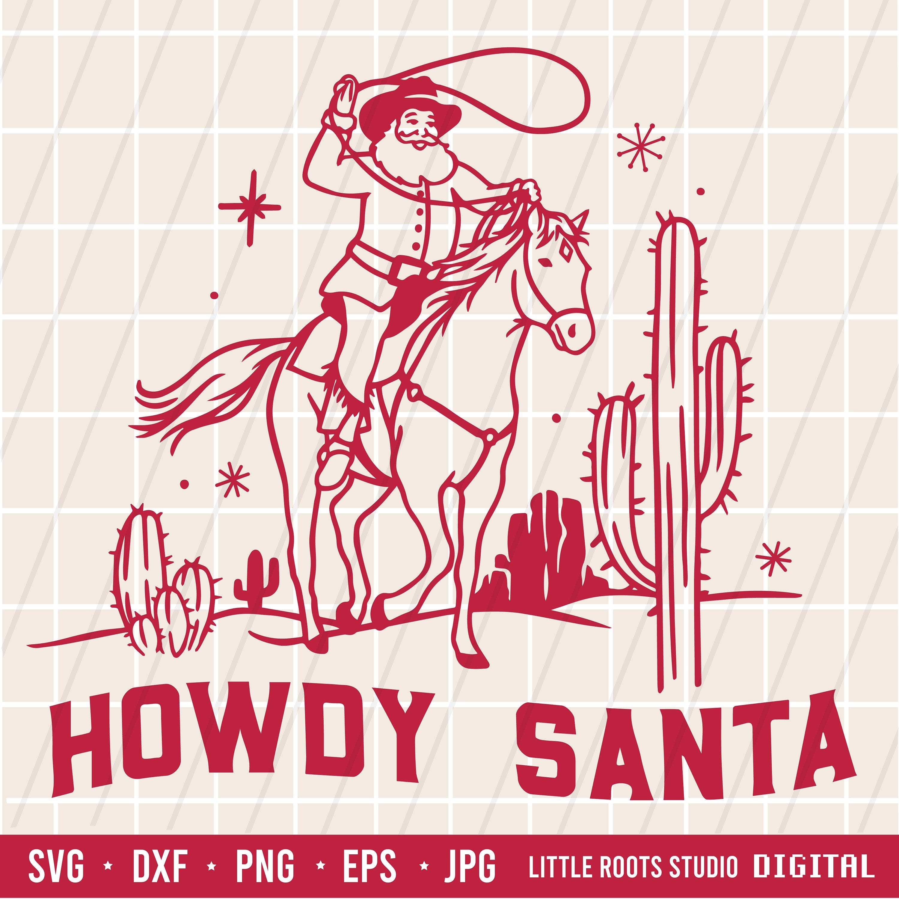 Cowboy Santa / Santa Svg / Western Svg / Cowboy Svg / Christmas Tshirt / Howdy Santa svg / Retro Santa Svg / Santa Claus Svg / Cactus Desert
