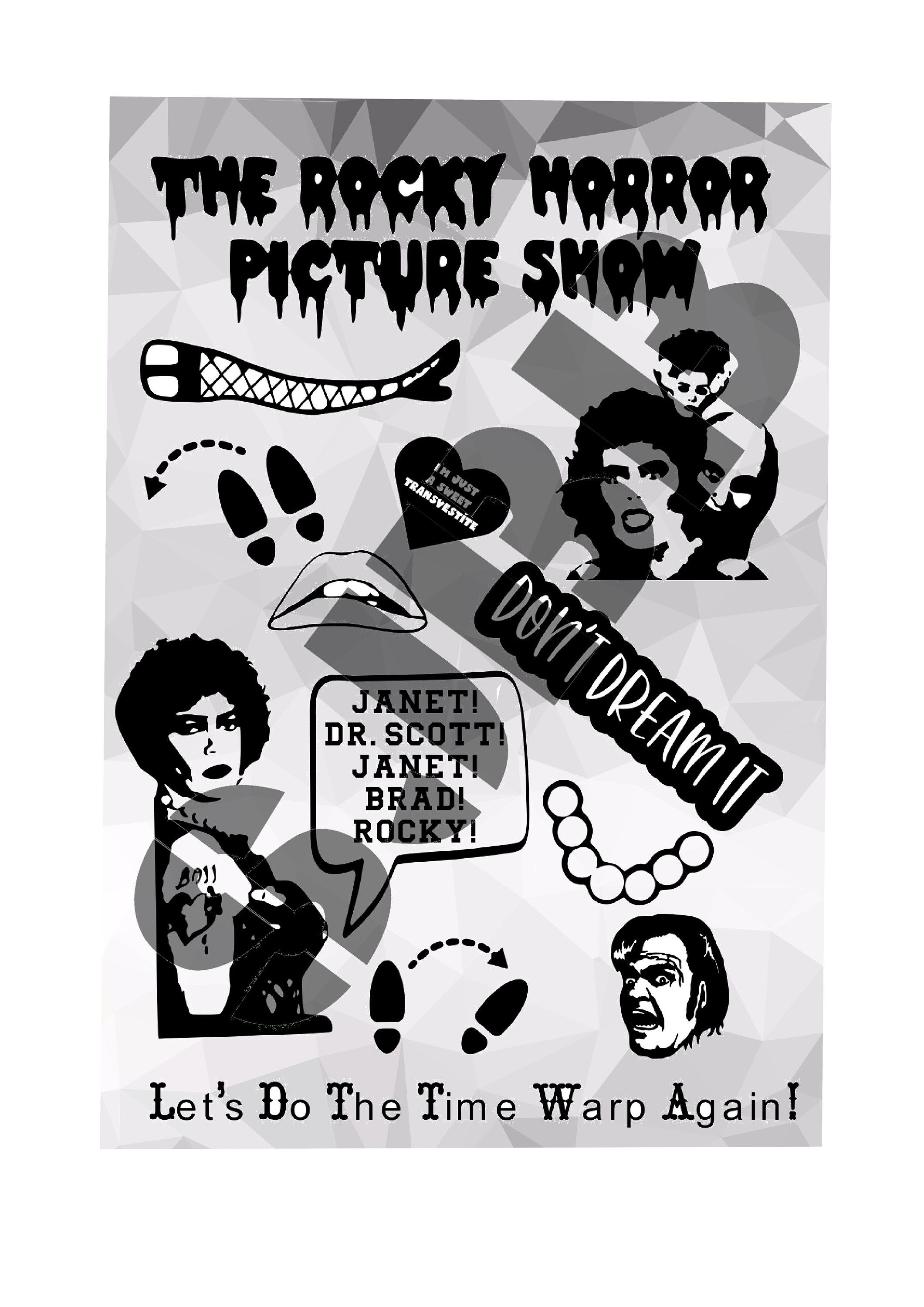 Digital download inspired by Rocky Horror Show collage single layer image cut file SVG JPeg Jpg PNG Silhouette Movie Musical
