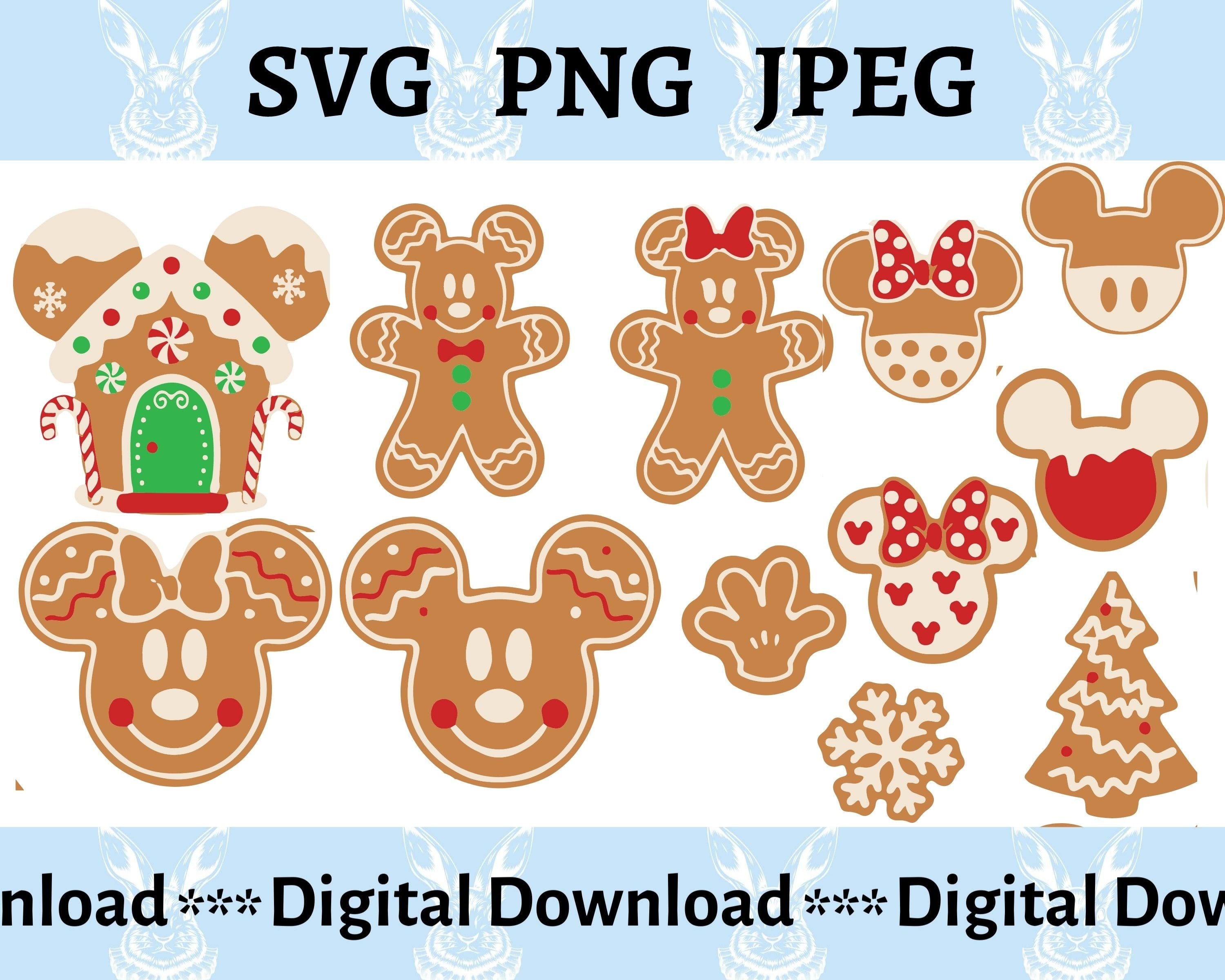 Christmas Gingerbread Mickey SVG bundle, Christmas Gifts,  Cricut, Silhouette cutting file. Digital Instant downloads.