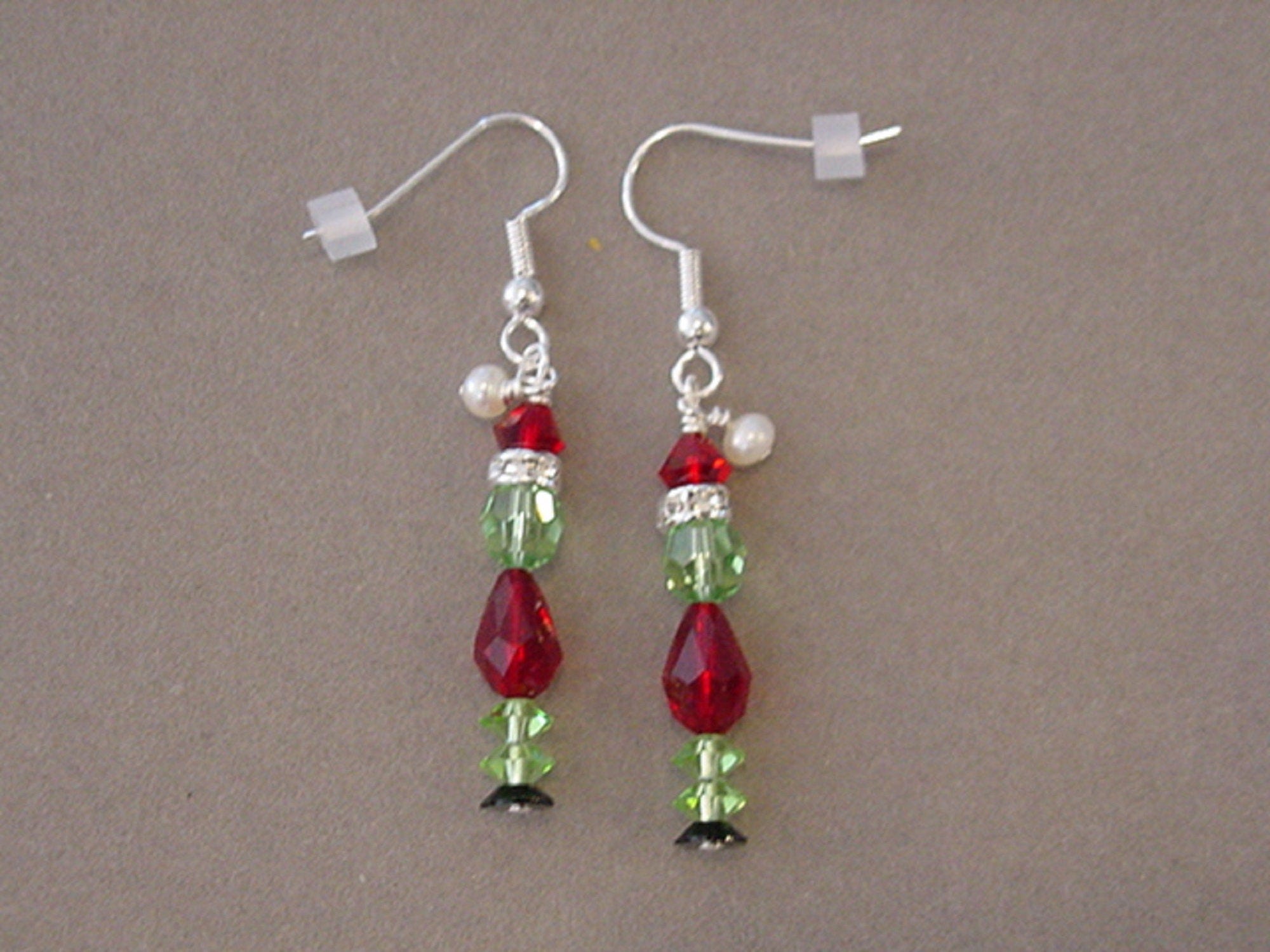 Crystal GRINCH EARRINGS Christmas Jewelry Made with Swarovski crystals Grinch Earrings silver Plated