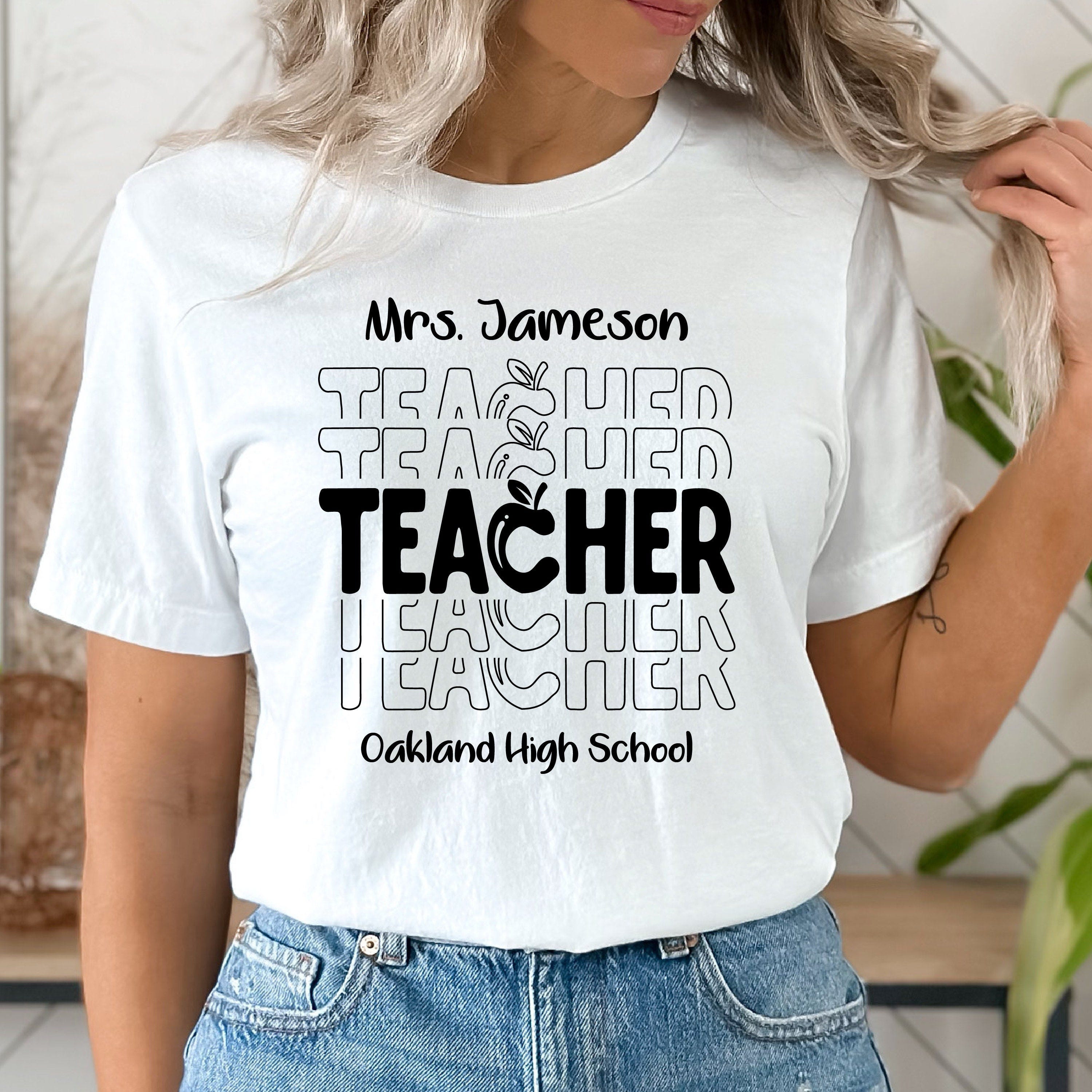Personalized Teacher T Shirt Design with School Name - Teacher SVG Cutting Files for Cricut, Silhouette, Glowforge- Teacher Appreciation Day