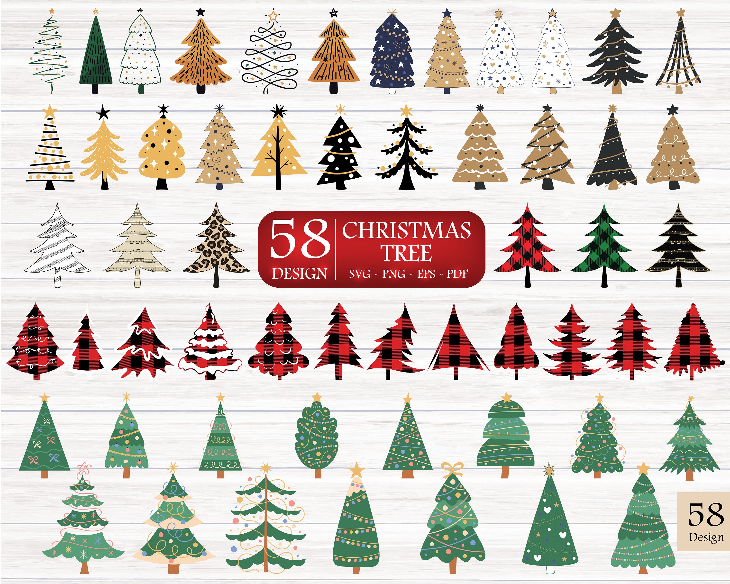 Christmas Tree Bundle Svg & Png , Christmas Tree Clipart, Christmas Trees Svg , Christmas Trees Png , Leopard Christmas Tree Bundle Png