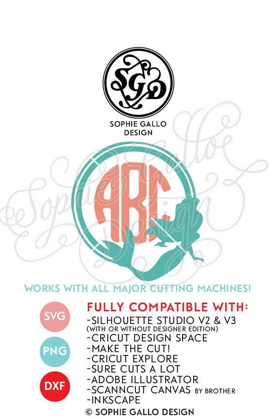 Mermaid Monogram Frame SVG DXF PNG digital download files Silhouette Cricut vector clip art graphics Vinyl Cutting Machine Screen Printing