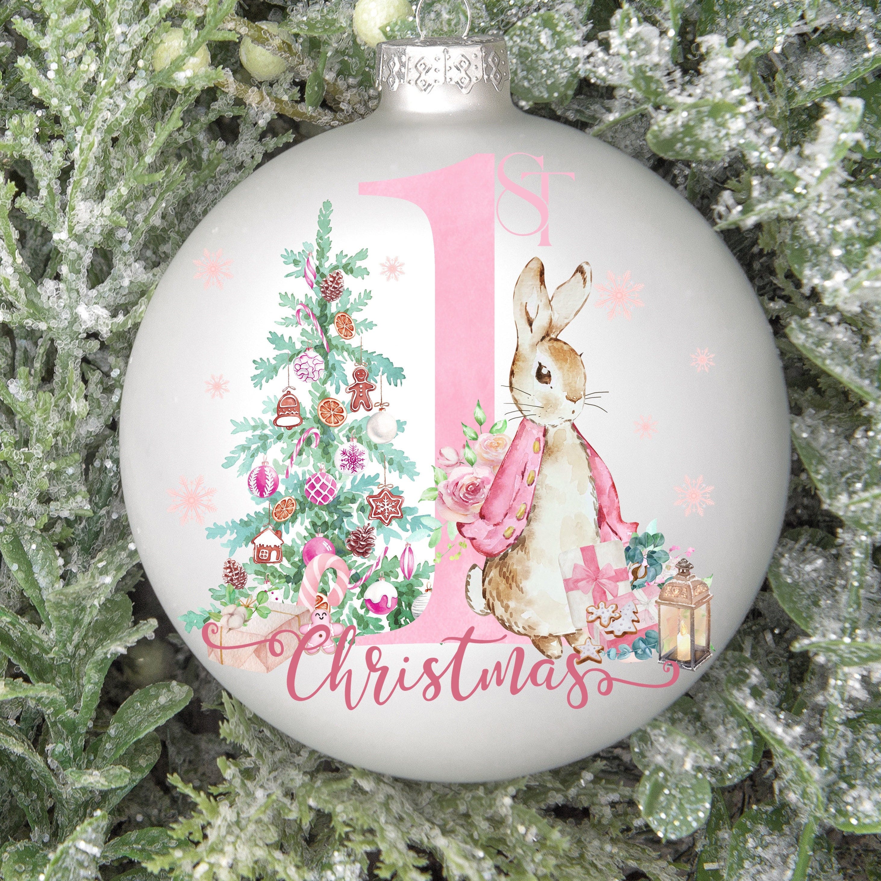 First Christmas PNG, Peter Rabbit Girl First Christmas, Pink First Christmas Rabbit, First Christmas Girl Png, Baby Girl First Christmas PNG