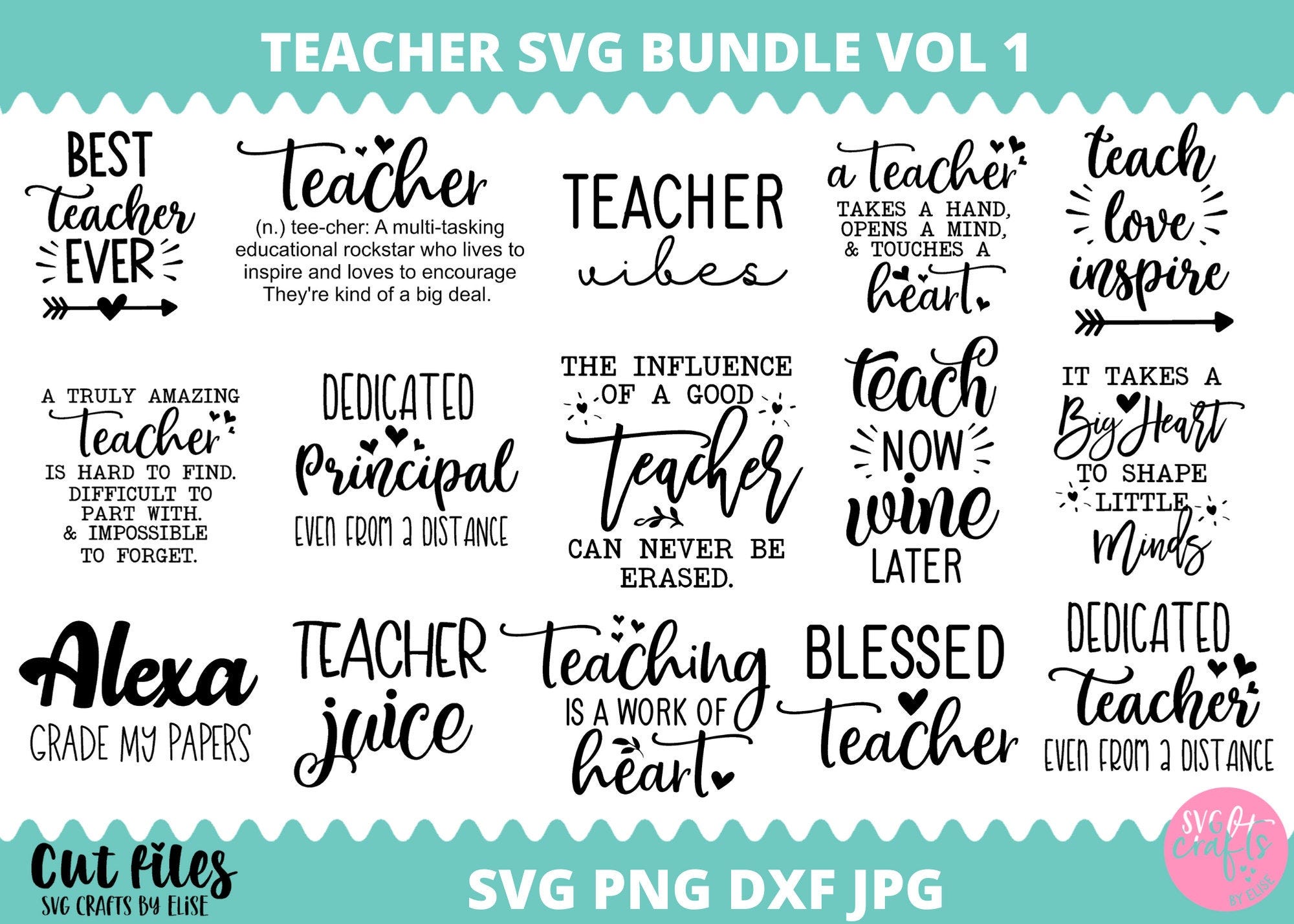 Teacher Bundle, Teacher SVG Bundle, Teacher SVG, Teacher life svg, dxf, png instant download, Teacher Quote SVG, Teach Love Inspire svg