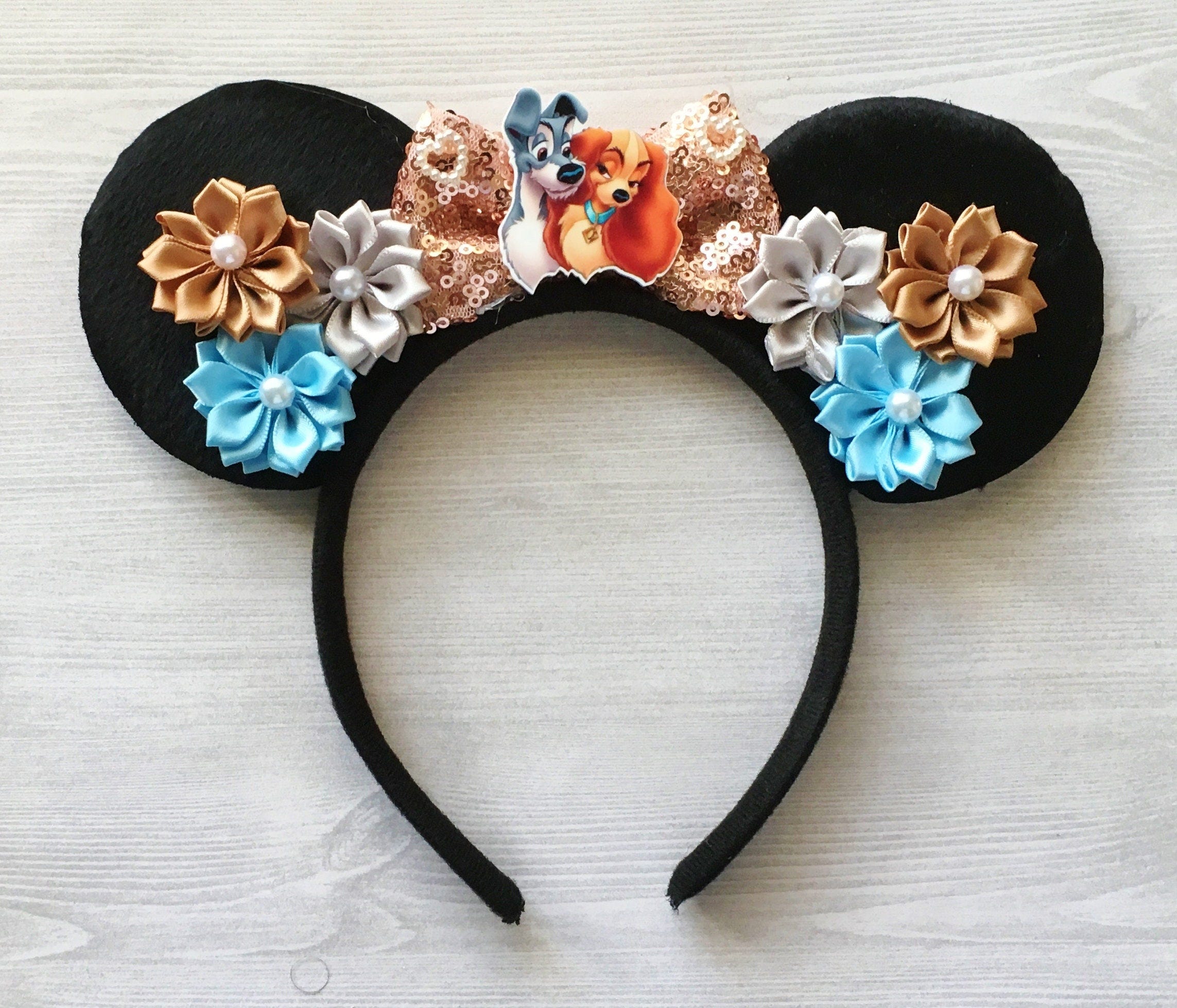 Lady and the Tramp Ears,Mouse Ears,Lady and the Tramp,Minnie Mouse Ears,Mickey Mouse Ears,Girls Headband,Minnie Ears,Mickey Ears,Handmade