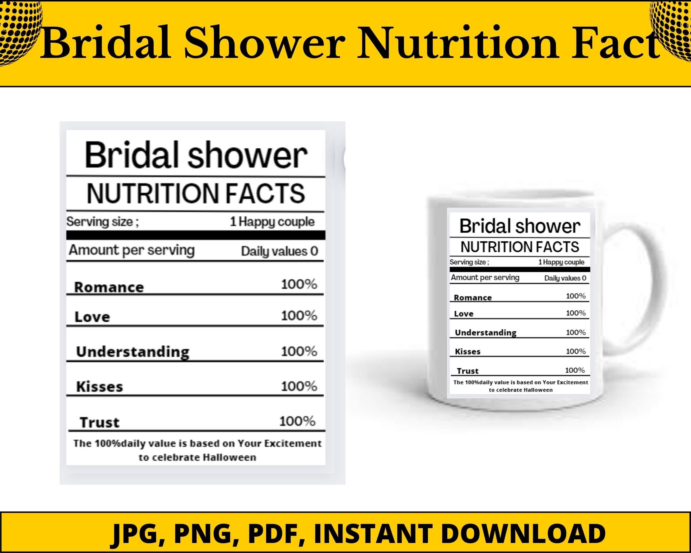 Nutrition Facts Template bundle| Bridal shower nutrition fact| Nutrition Template||Mug Nutrition fact| Party Favors, bridal  Nutritionfact