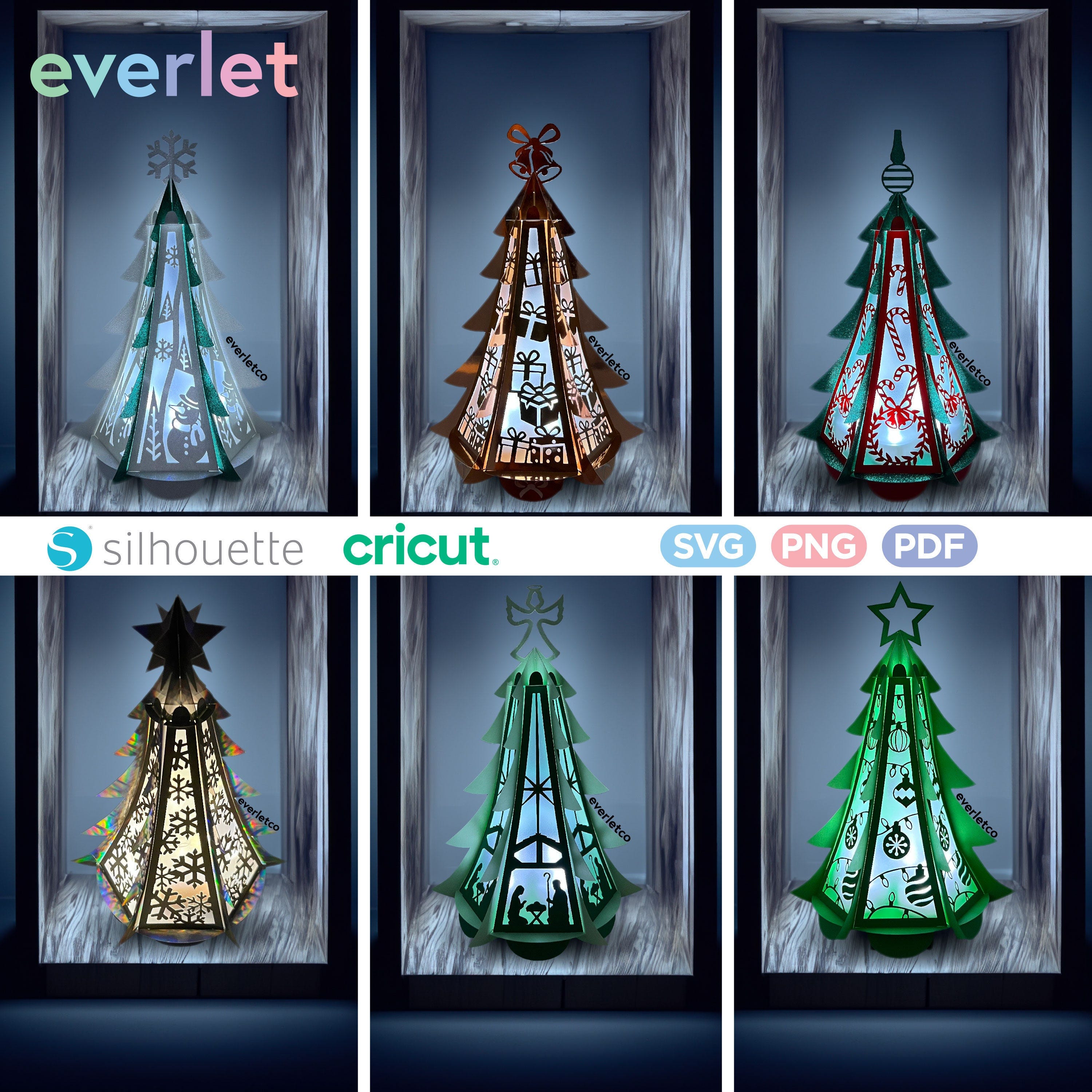 Christmas Tree Lantern SVG Bundle, Cricut SVG Bundle, Christmas svg, Holidays svg, lantern svg, Cricut Cut File, Digital Download File
