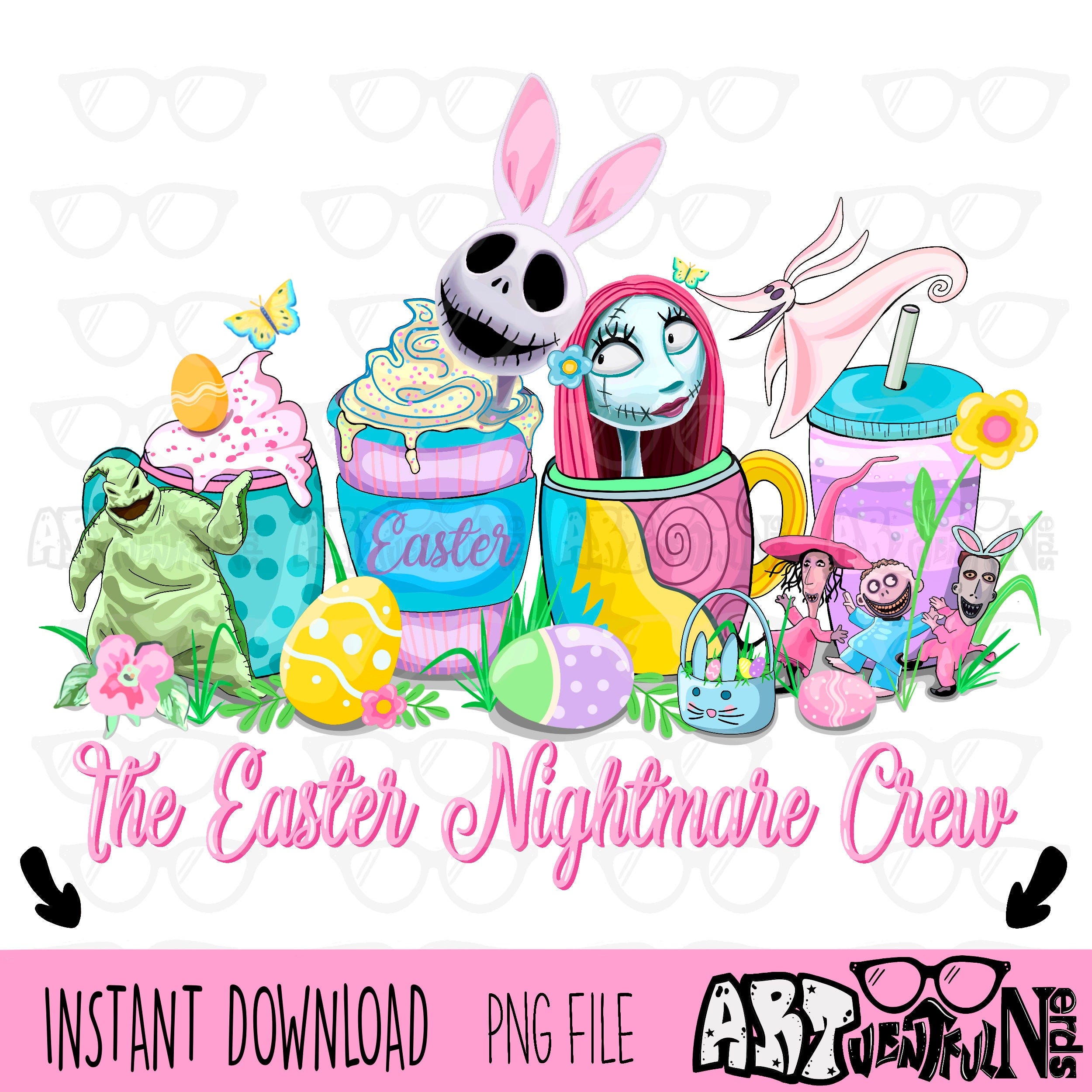 5 Files Nightmare Before Easter Crew DIGITAL DOWNLOAD sublimation design PNG 300 dpi for shirts mugs transfers aprons tumblers Jack & Sally
