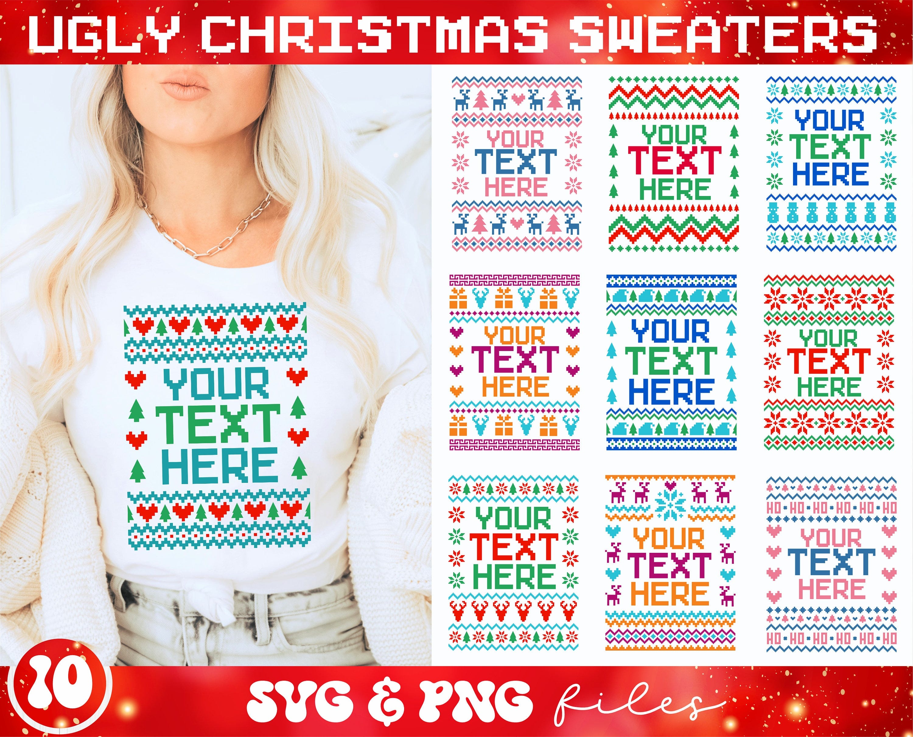 Ugly Christmas Sweater svg Bundle, Funny Christmas Sweater svg, Trendy Christmas Shirt svg, Sarcastic Christmas Sweater svg