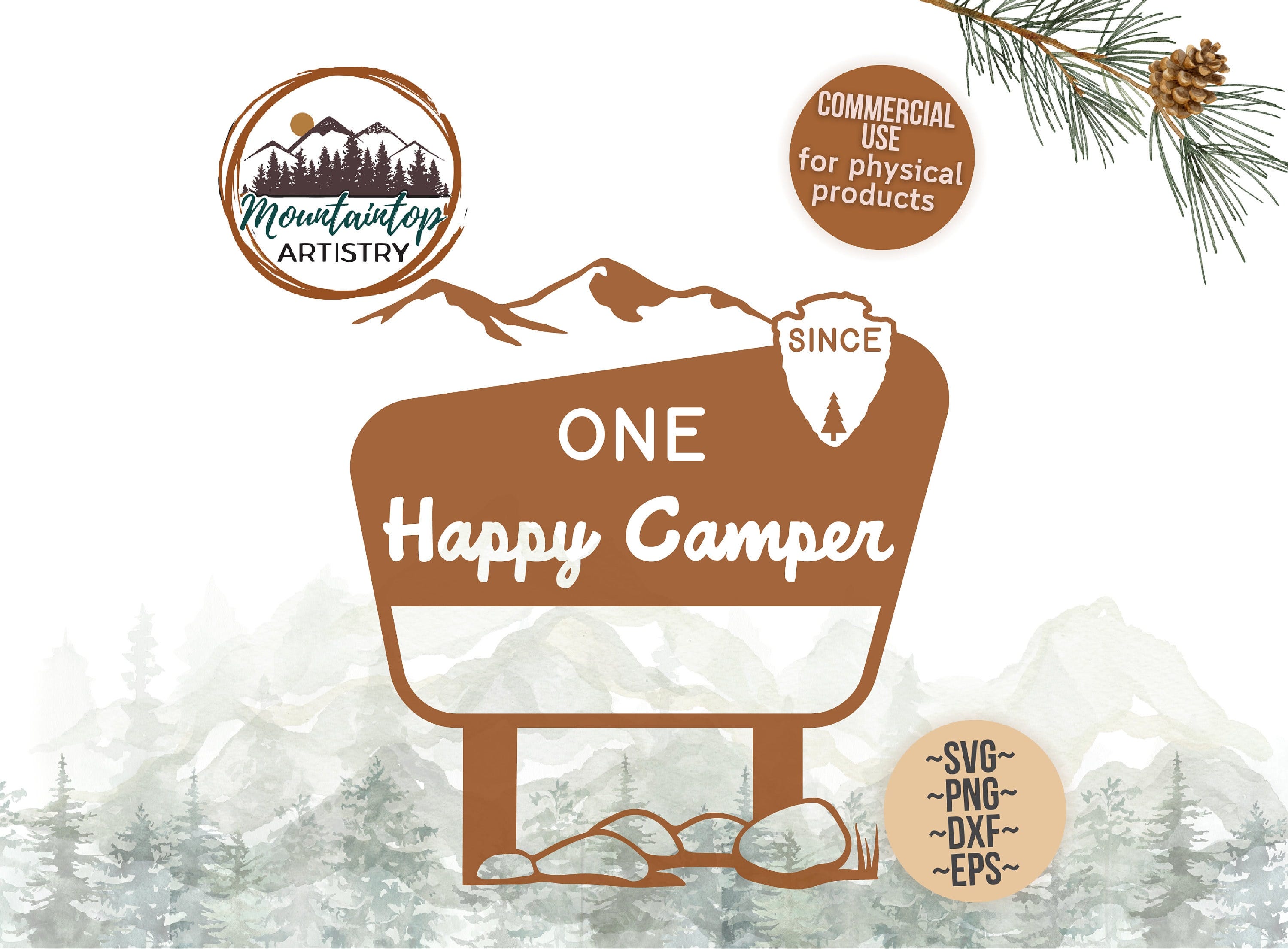 One Happy Camper Sign Editable Birthday Party Camping Theme Woodland Baby Shower Happy Camper Decor One Happy Camper SVG Gift For New Parent