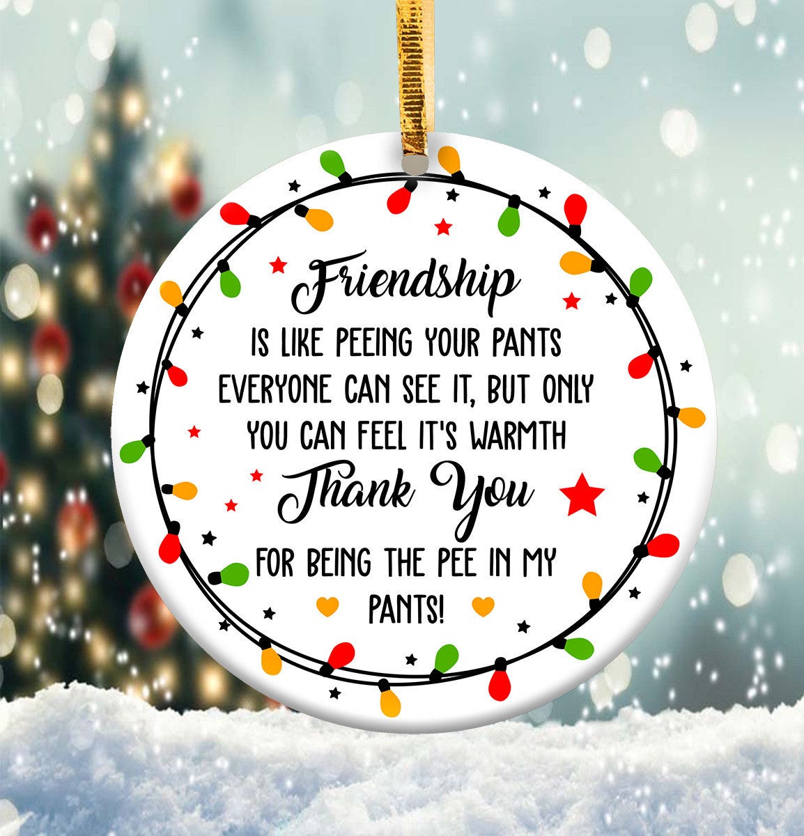 3d Inflated Friendship Christmas Ornament PNG, Round Christmas Ornament, PNG Instant Download, Xmas Ornament Sublimation Designs Downloads