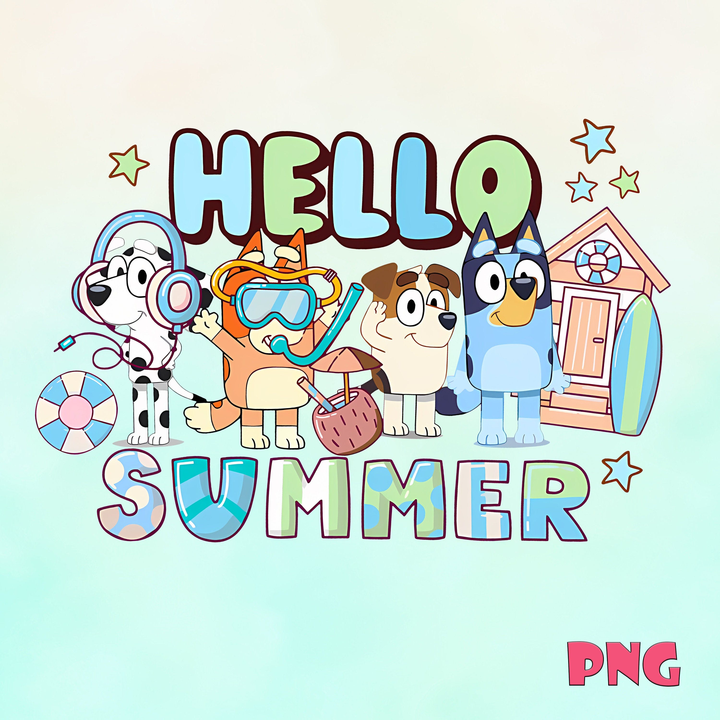 Bluey Hello Summer Vibes Png, Family Vacation 2024 Png, Family Vacation 2024 Png, Friend Squad Png, Magical Kingdom 2024 Png
