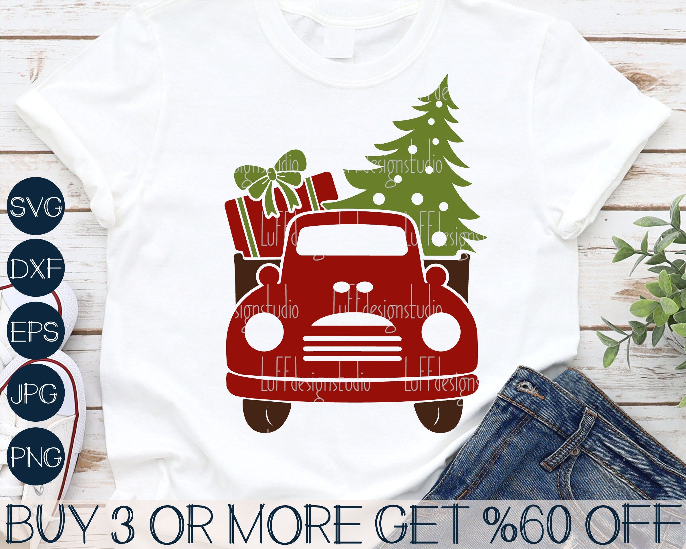 Christmas Truck SVG, Red Truck SVG, Christmas Tree SVG, Christmas Svg, Dxf, Png, Files For Cricut, Silhouette, Sublimation Designs Downloads