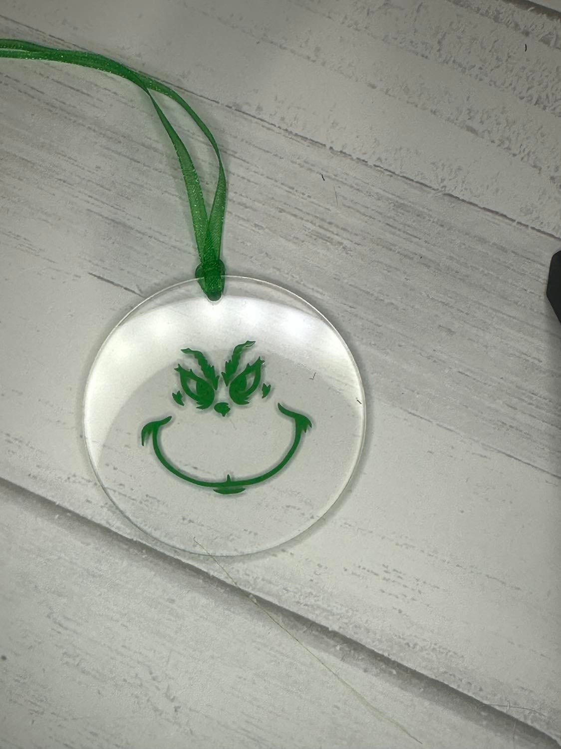 Grinch Ornament,Grinch Gift,Grinch Face,Hanging Grinch,Acrylic Grinch Ornament,Grinch Car Charm,Holiday,Festive,Whooville,Christmas Grinch