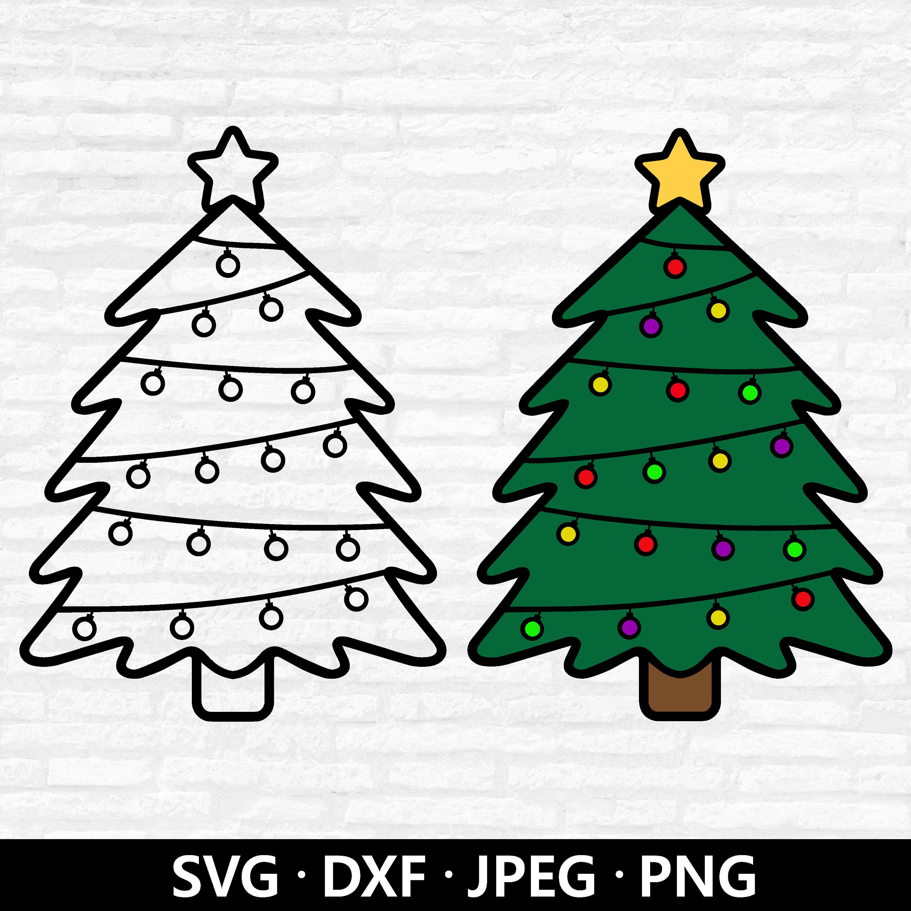Christmas Tree SVG, Christmas Tree Lights SVG, Christmas Tree Cut File, Christmas Lights Clipart, Christmas vector, Pine Tree, Ornaments