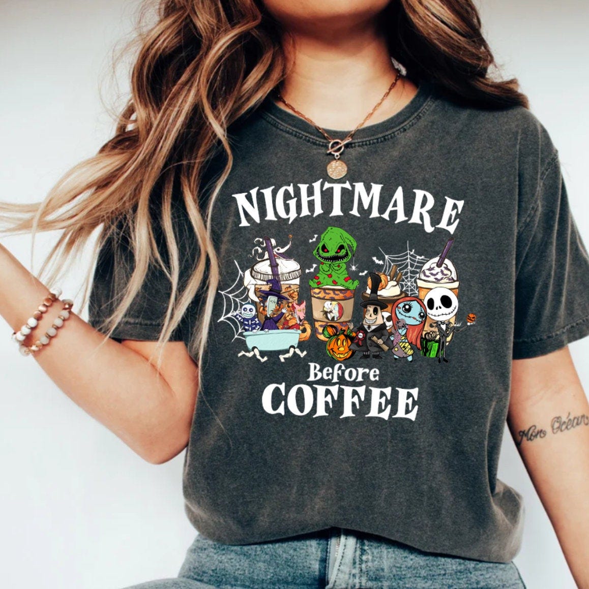 Vintage Nightmare Before Coffee T-shirt, Disney Halloween Nightmare Before Christmas shirt, Halloween Party 2024, Disney Spooky shirts