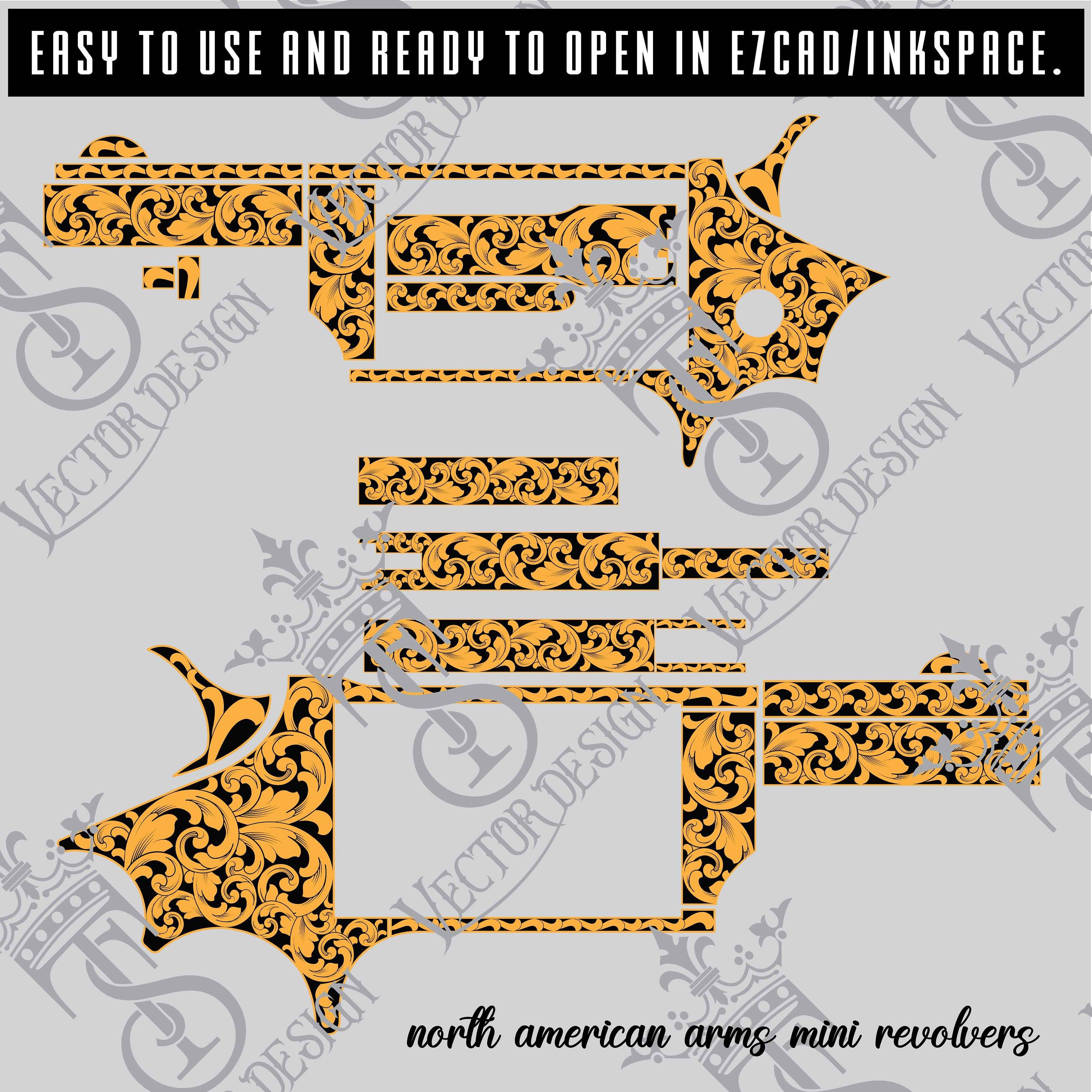North American Arms –NAA-22MC Scroll Vector design engraving files,vector scroll desing,laser engraving svg dxf ai digital download