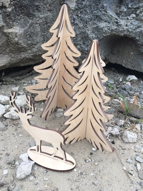 Christmas Standing Tree and Deer Laser Cutting Files / Christmas Decor Laser Cut SVG DXF ai pdf cdr