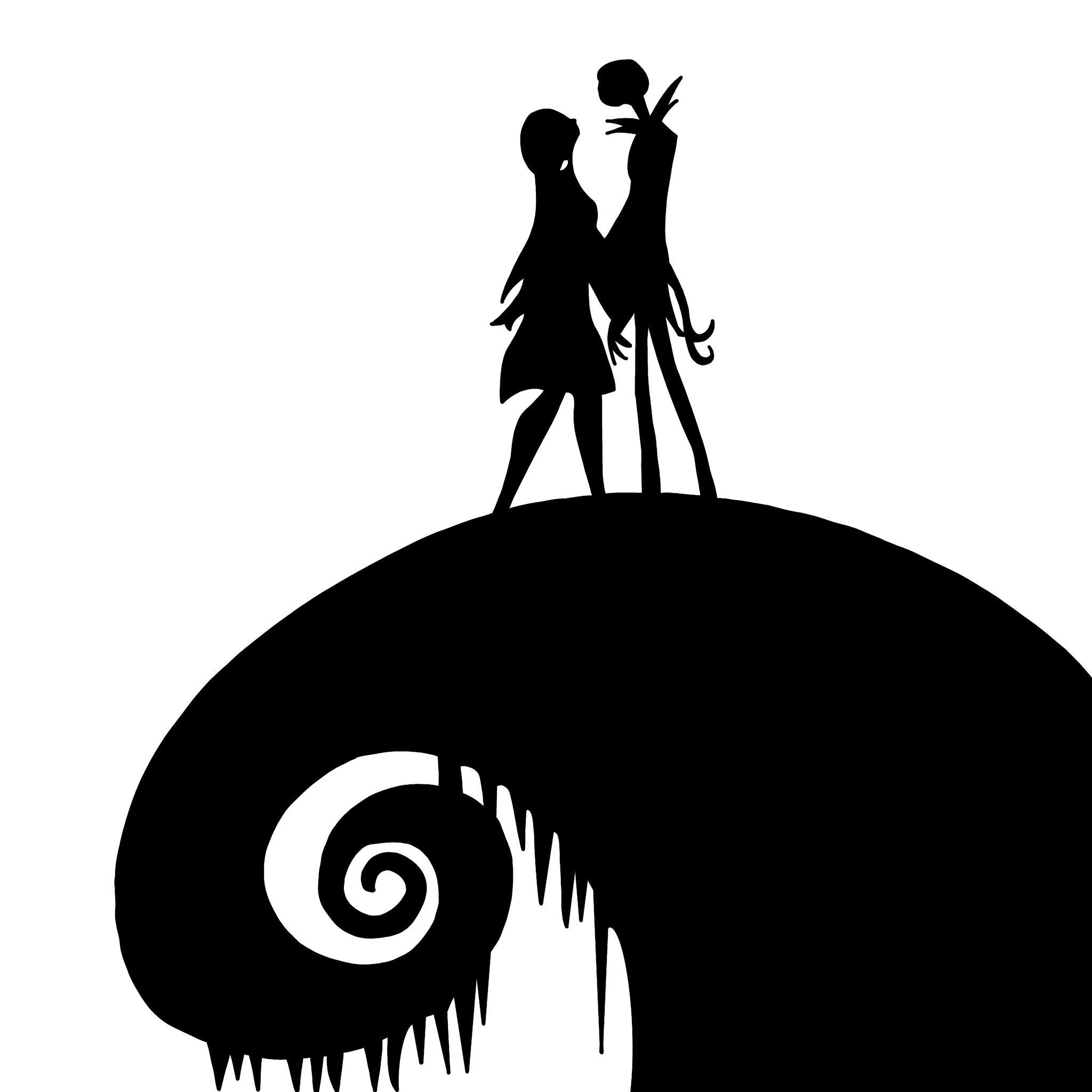 Jack and Sally on the Hill (The Nightmare Before Christmas) Digital Files - SVG/PDF/PNG/Jpeg - Halloween Coloring Pages, Kids Coloring Pages