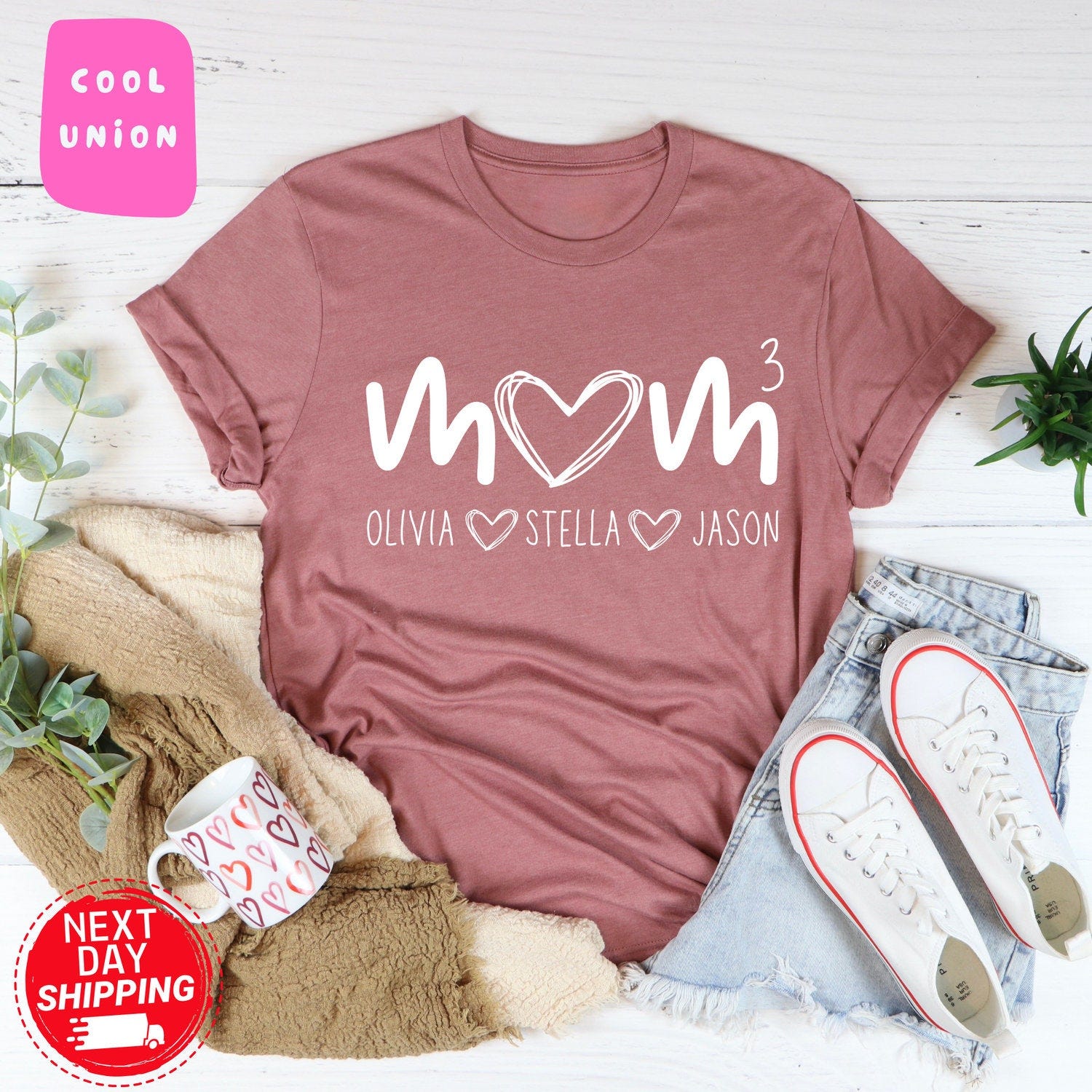 Mom 3 Shirt Personalized Mom Shirt, Custom Mom Shirt with Kids Names, Mother