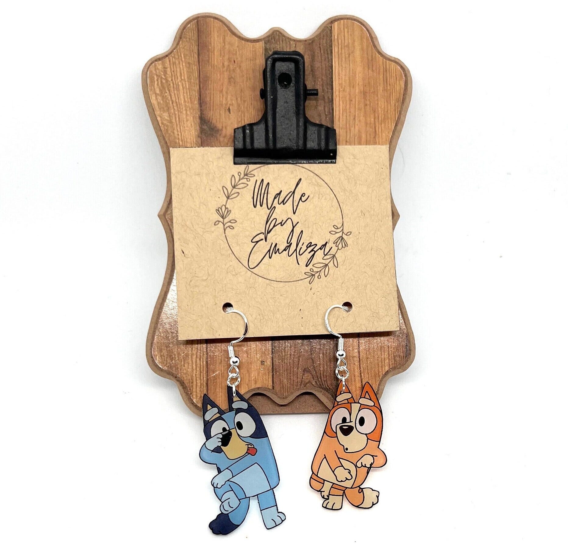 Blue Dog Show Inspired Dangle Earrings / Bluey Jewelry / Bingo and Bluey / Cartoon Earrings / Cartoon Jewelry / Fanart