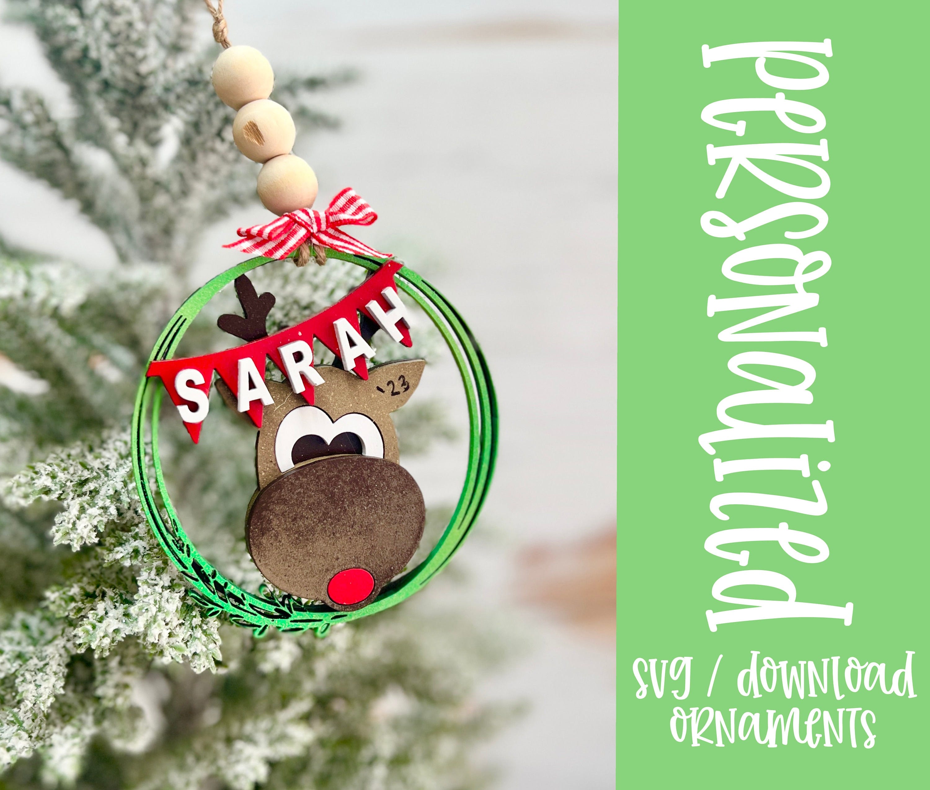 personalized Christmas ornaments gift tags, stocking tags, custom ornament, font not included. SVG cut files for laser / Glowforge SVG