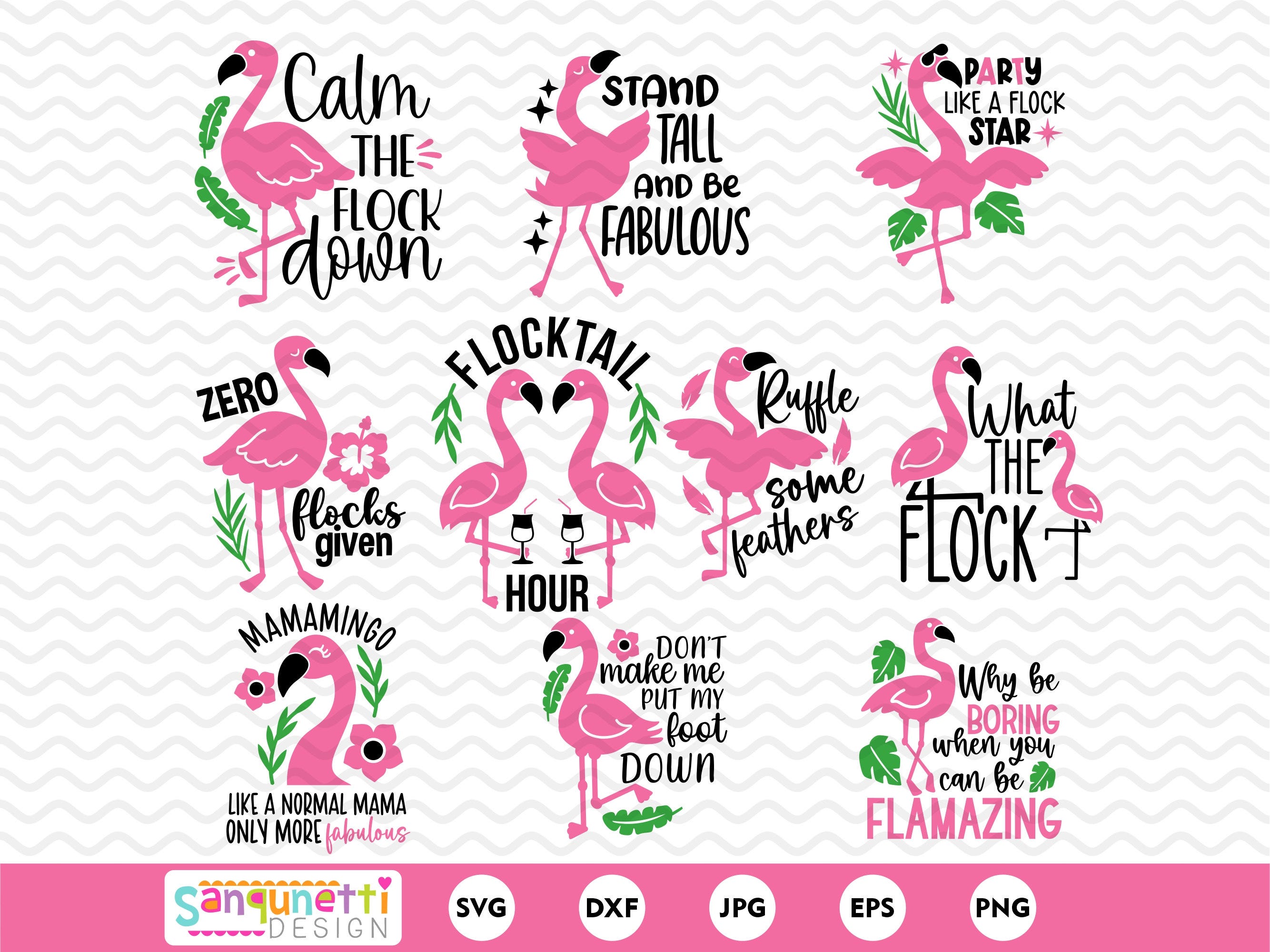 Sassy flamingo clipart, funny tropical flamingo SVG
