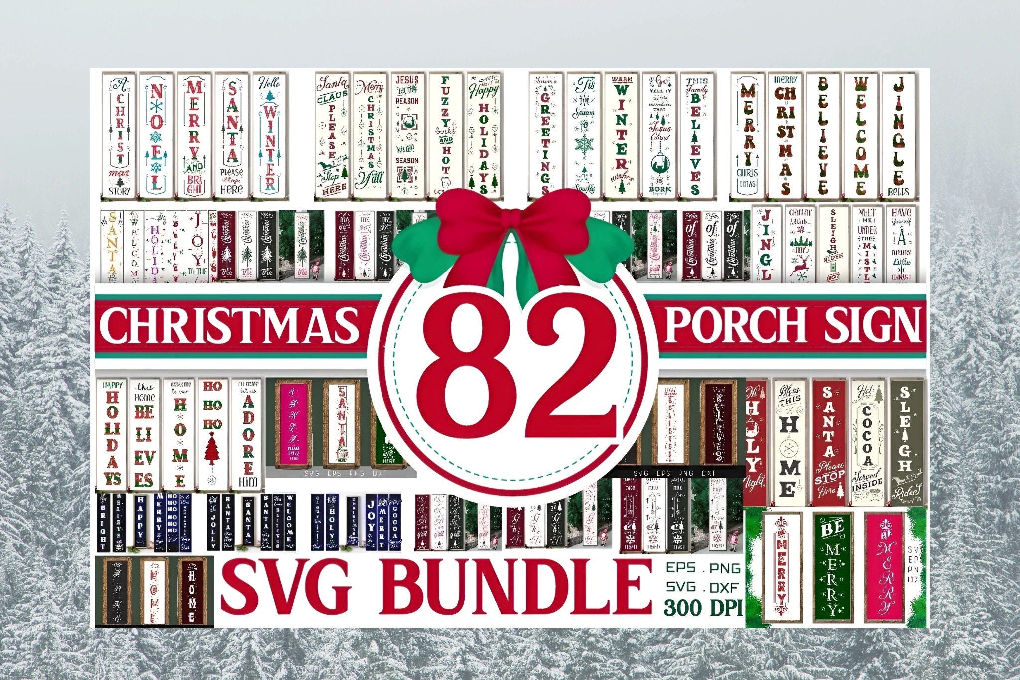 Christmas Porch Sign SVG Bundle with Quotes included