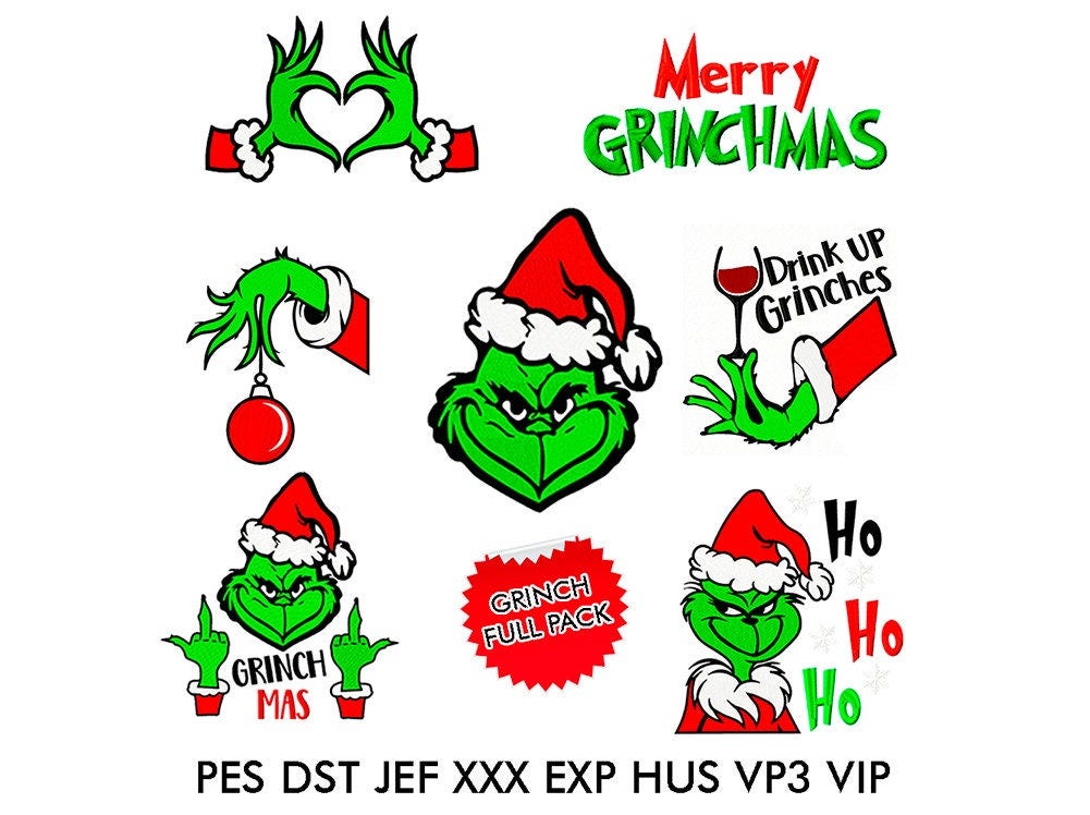 The Grinch Complete Machine Embroidery Design, Full Pack Grinch Embroidery Files, Machine Embroidery, Instant Download, Christmas Embroidery