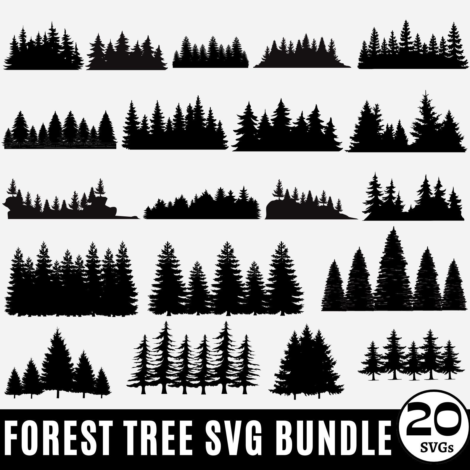 Forest svg bundle, Pine Tree bundle, Pine Tree Border svg, Tree of life svg, Tree Line svg, Deer svg, Tree svg, Mountain svg for Cricut