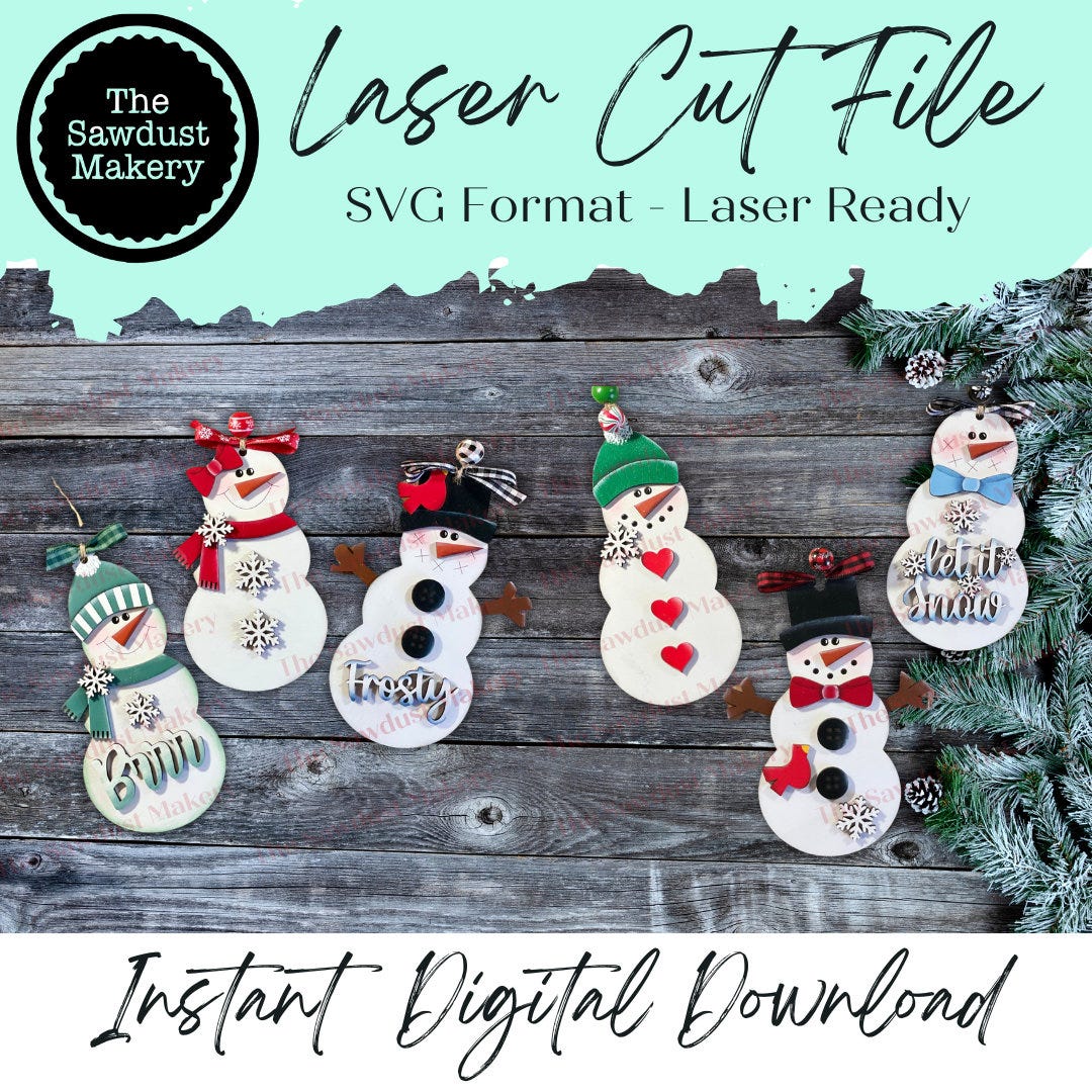 Build a Snowman Christmas Ornament SVG File | Laser Cut File | Christmas Ornament SVG | Snowman Ornament svg | Build a Snowman | Kids Crafts