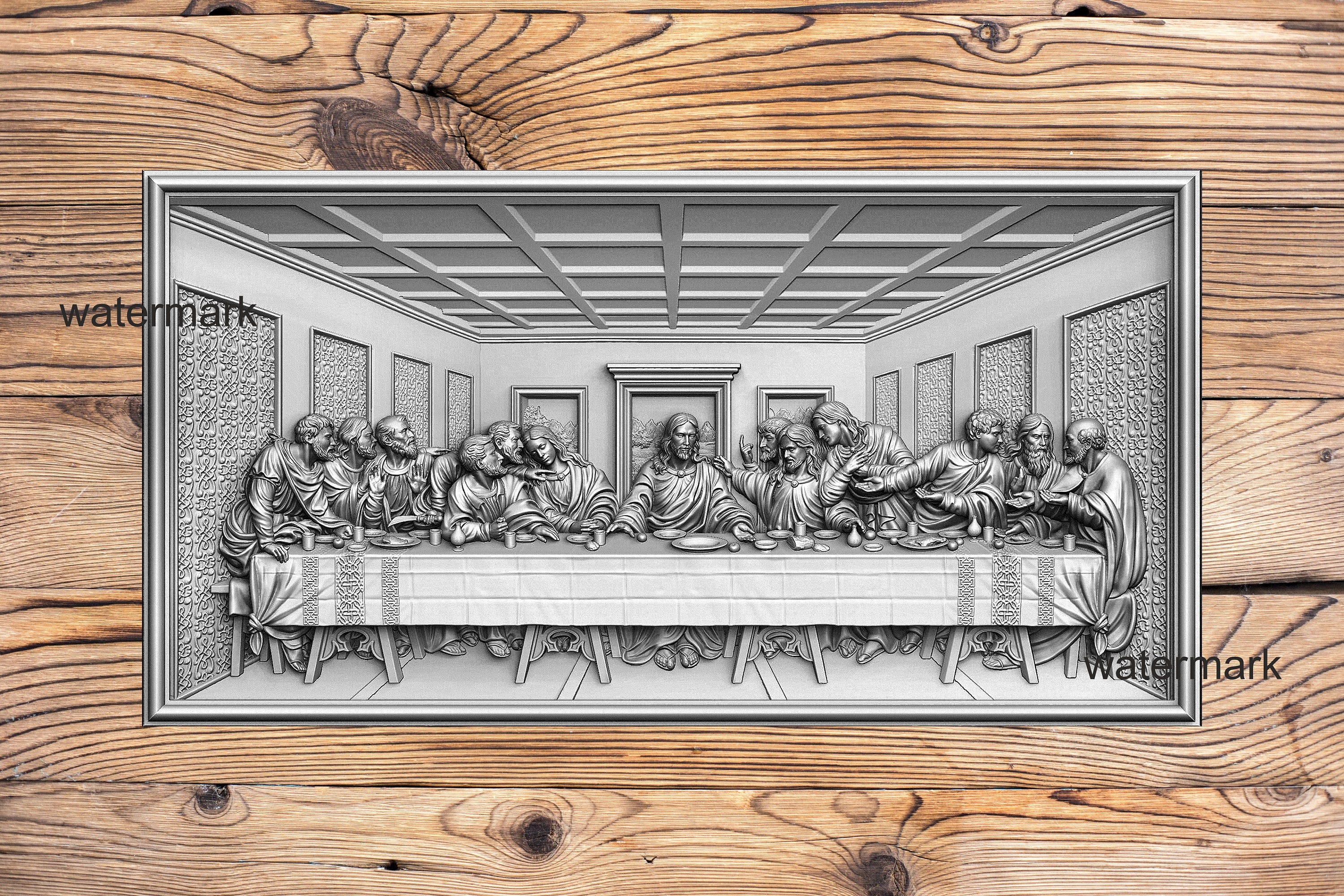 Last Supper with Jesus and Disciples - Religious Laser-Ready Digital Design File for Wood Engraving (Glowforge)
