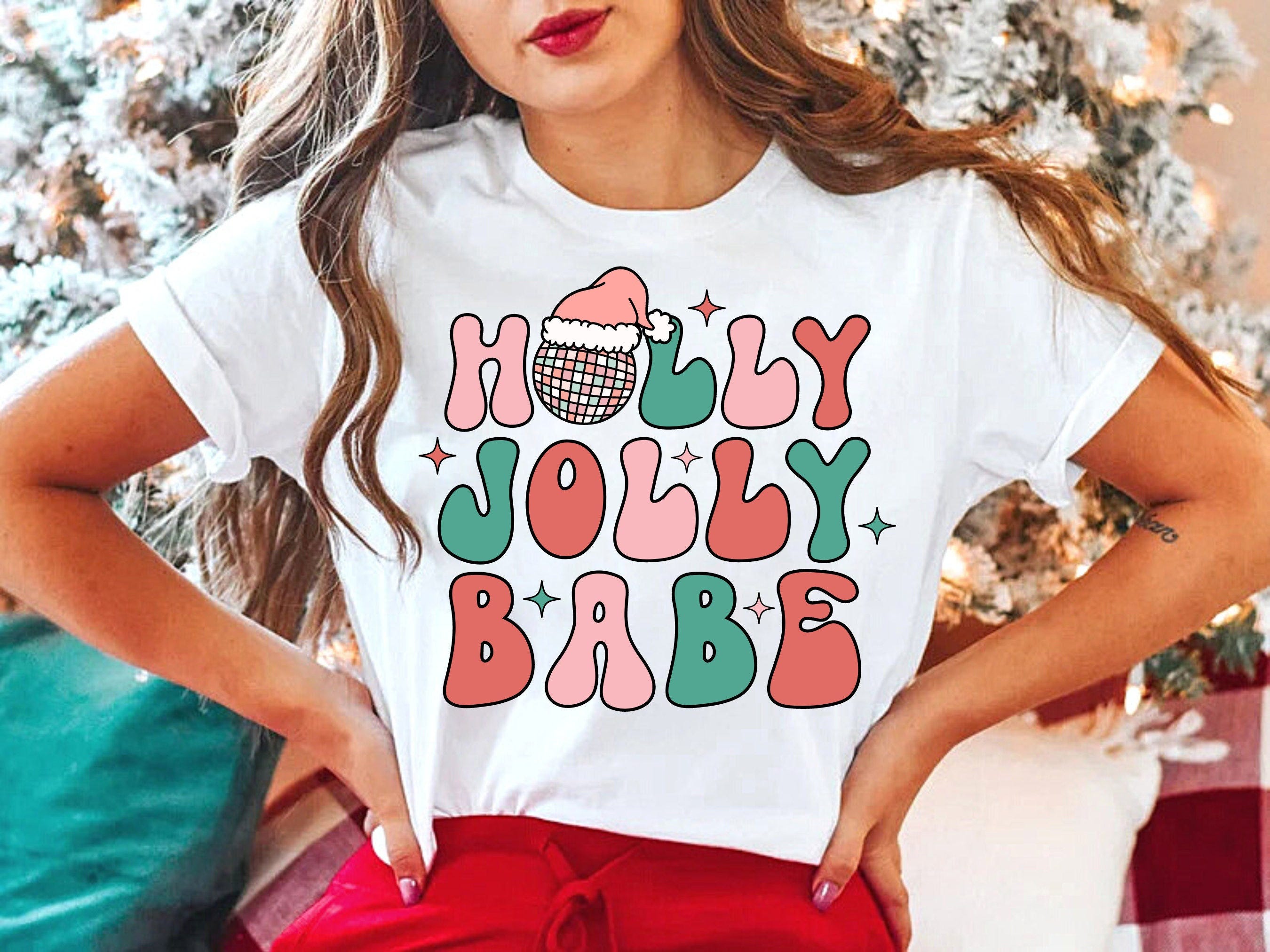 holly jolly babe svg, christmas disco ball svg, retro christmas svg, santa svg, merry christmas svg, christmas svg, merry vibes svg, groovy