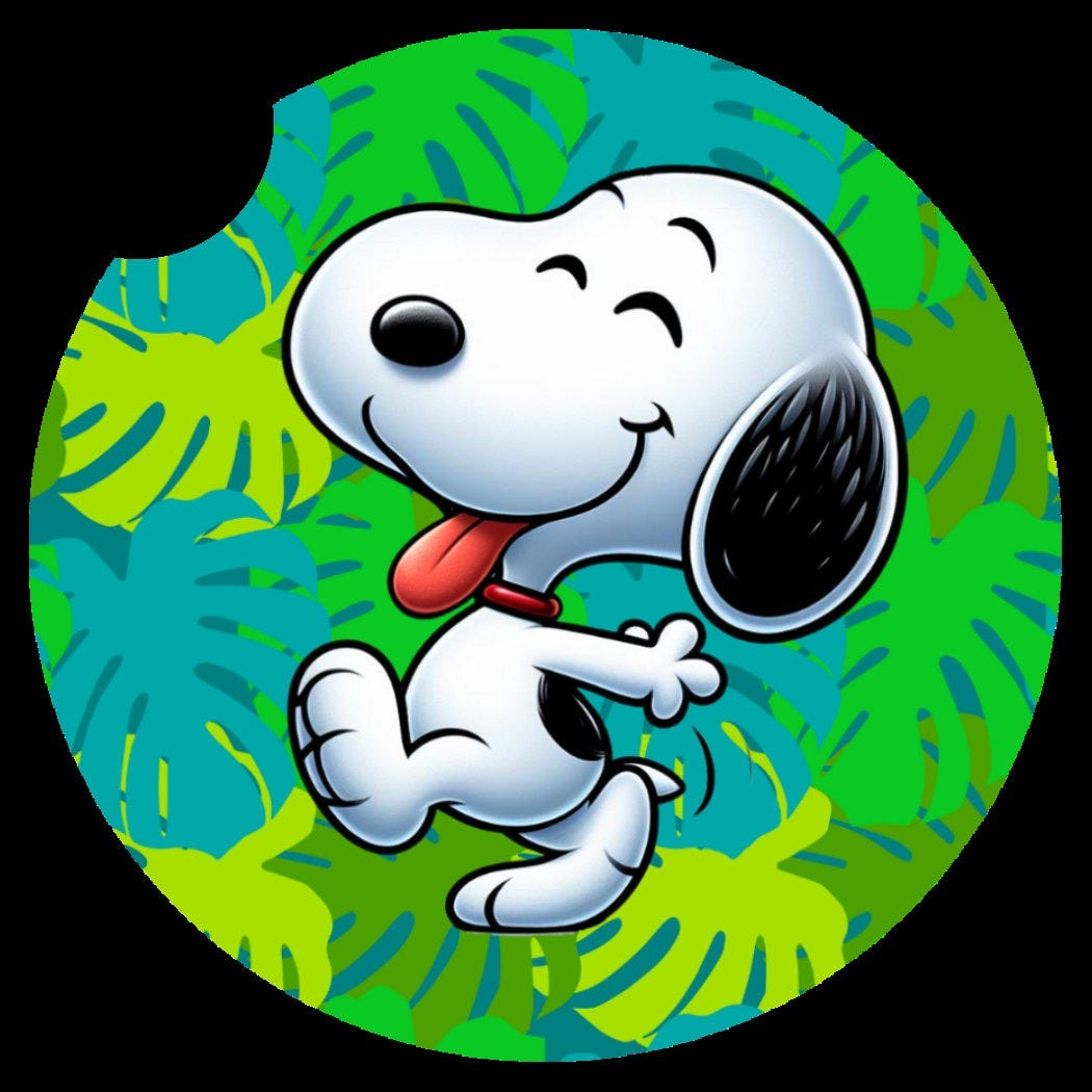 3" car coaster Happy Snoopy Character digital download PNG