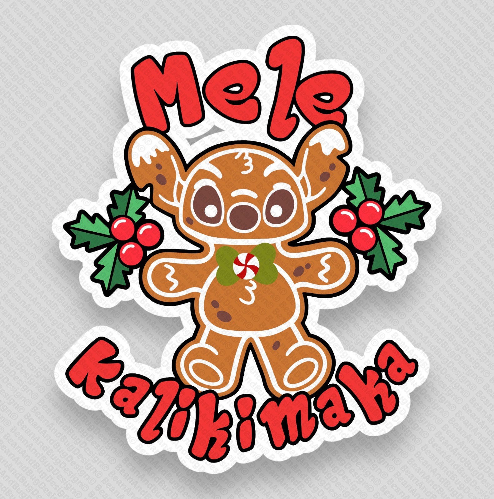 FanArt Gingerbread Stitch Hawaiian Merry Christmas Cricut-Ready JPG/PNG/SVG Digital Files Pack