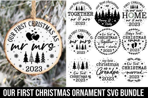 First Christmas 2023 Ornament SVG Bundle, Our First Christmas 2023 engagment, Baby