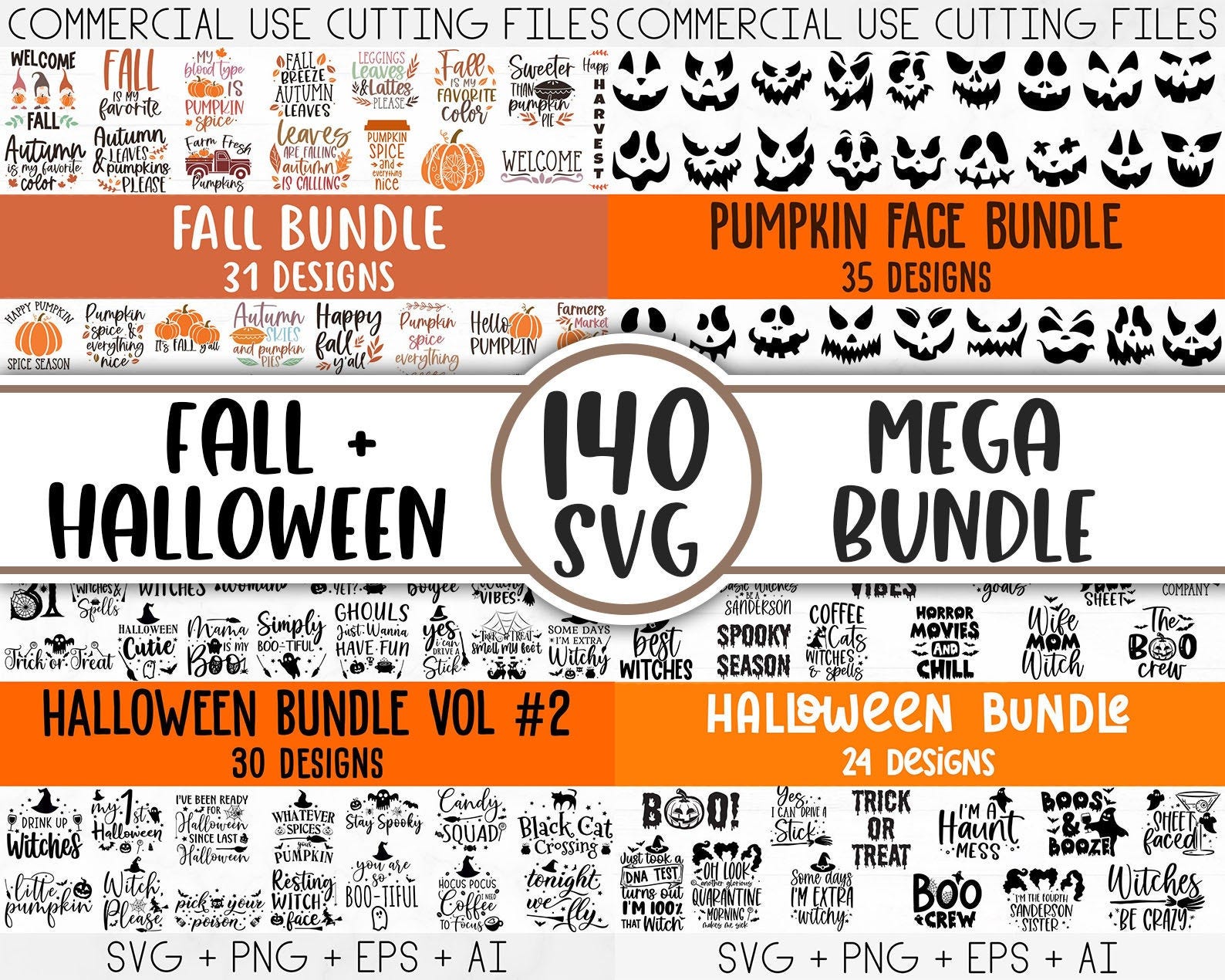 Fall Svg, Halloween svg bundle, Fall SVG bundle, Autumn Svg, Thanksgiving Svg, Pumpkin face svg, Porch sign svg, Cricut silhouette png