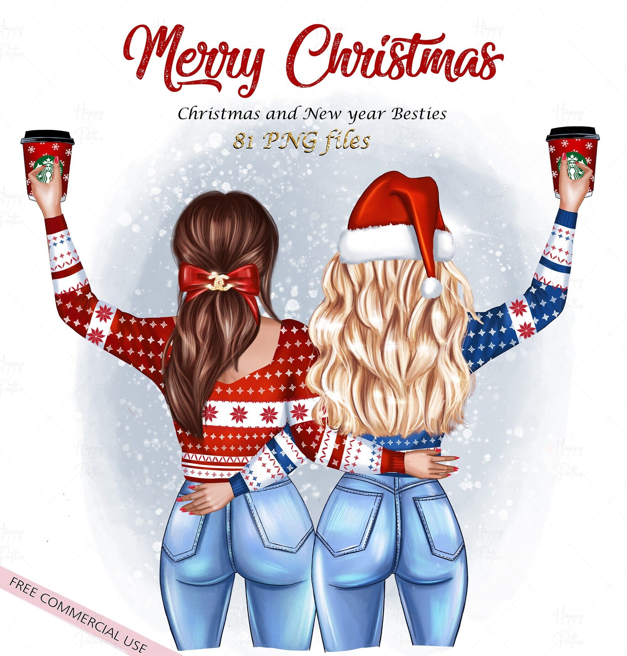 Christmas Best Friendsbuy and build your own besties,DIY gift, family clipart,girls in christmas jumpers png, christmas clipart,gift for Sis